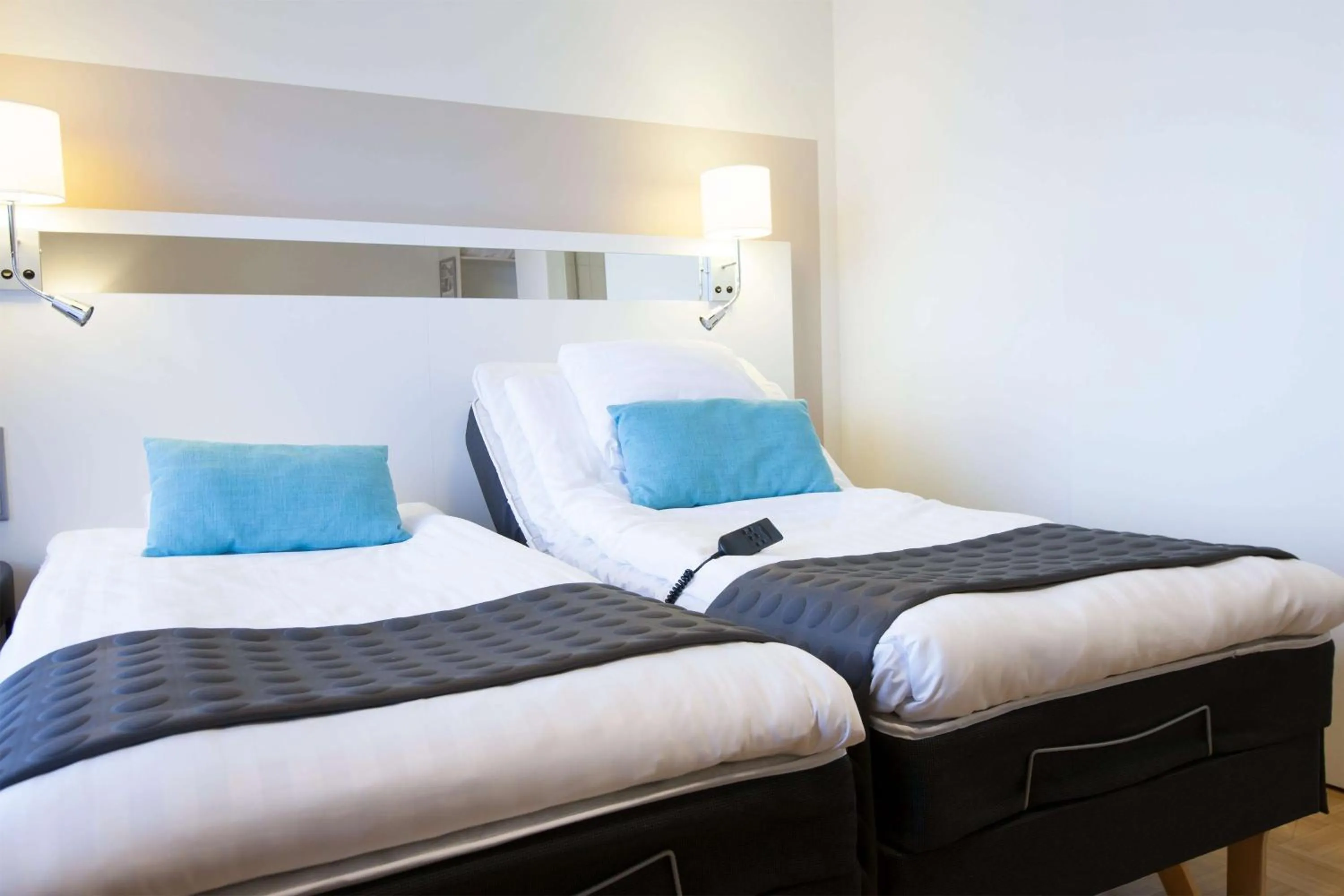 Bedroom, Bed in Scandic Pori