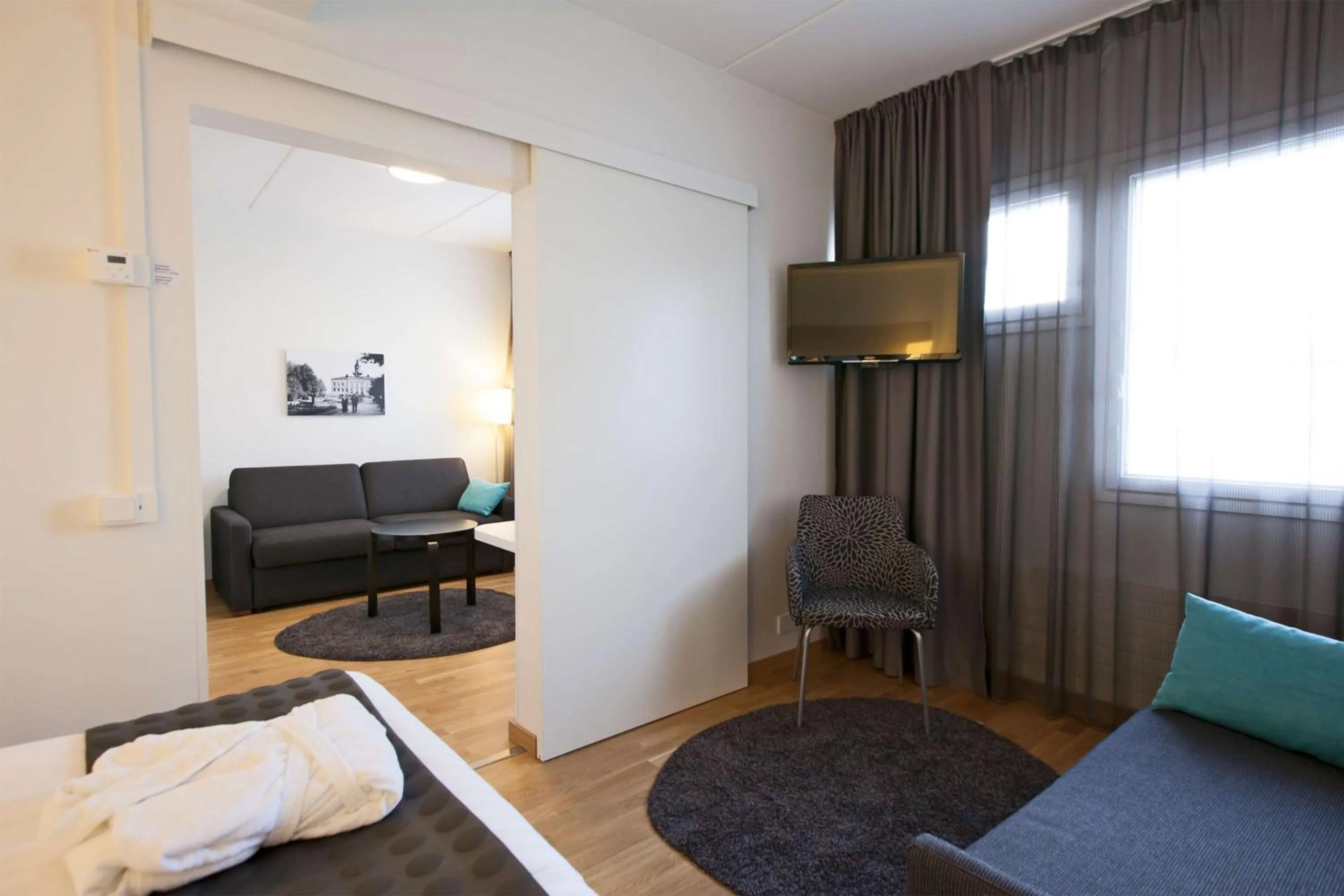 Bedroom, Bed in Scandic Pori