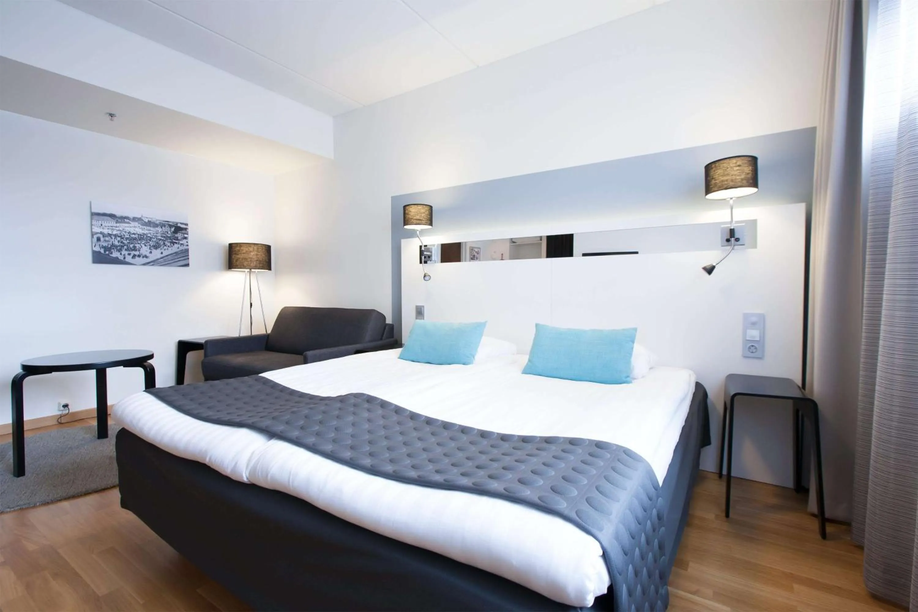 Bedroom, Bed in Scandic Pori