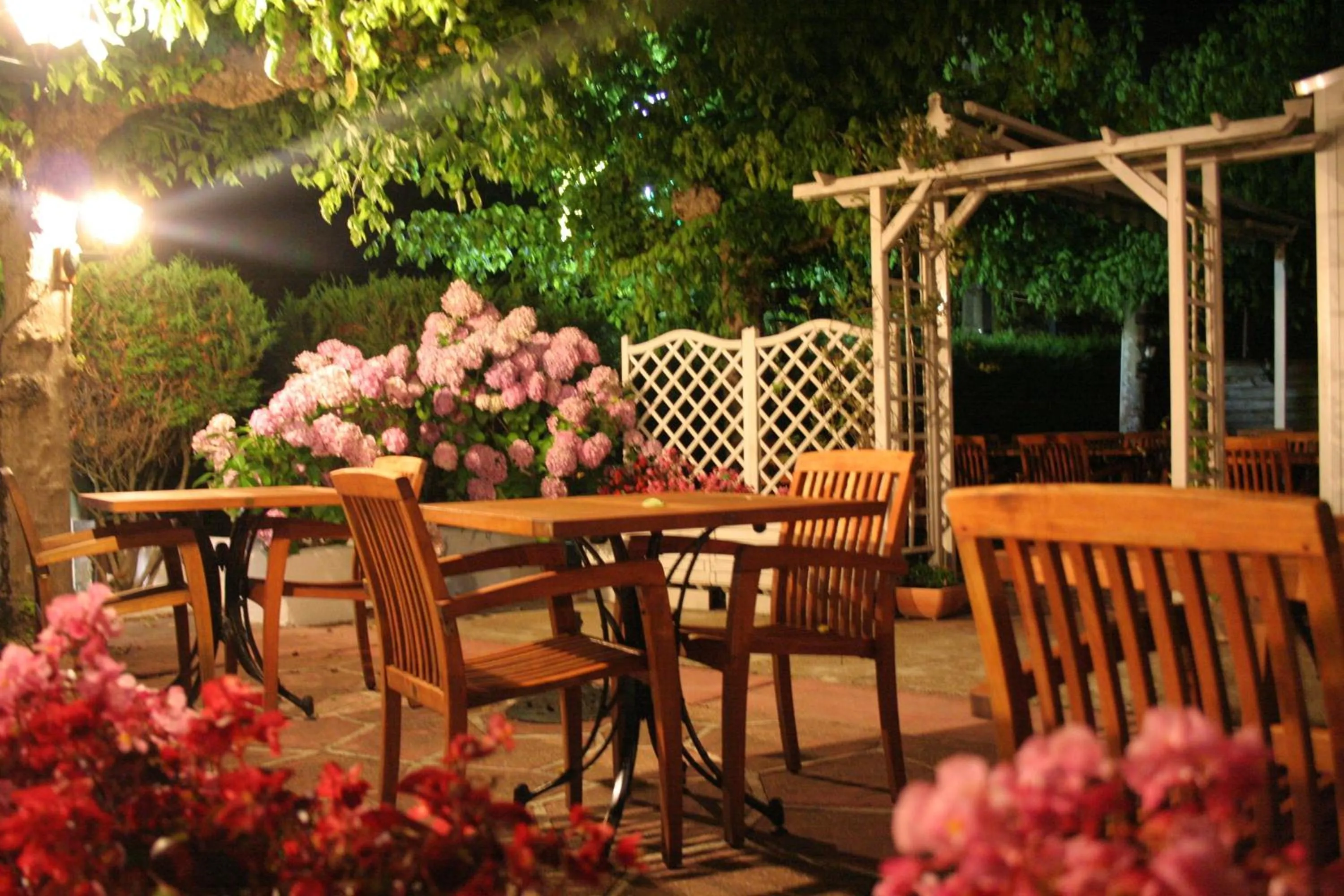 Patio in Logis Hôtel Emeraude des Bois