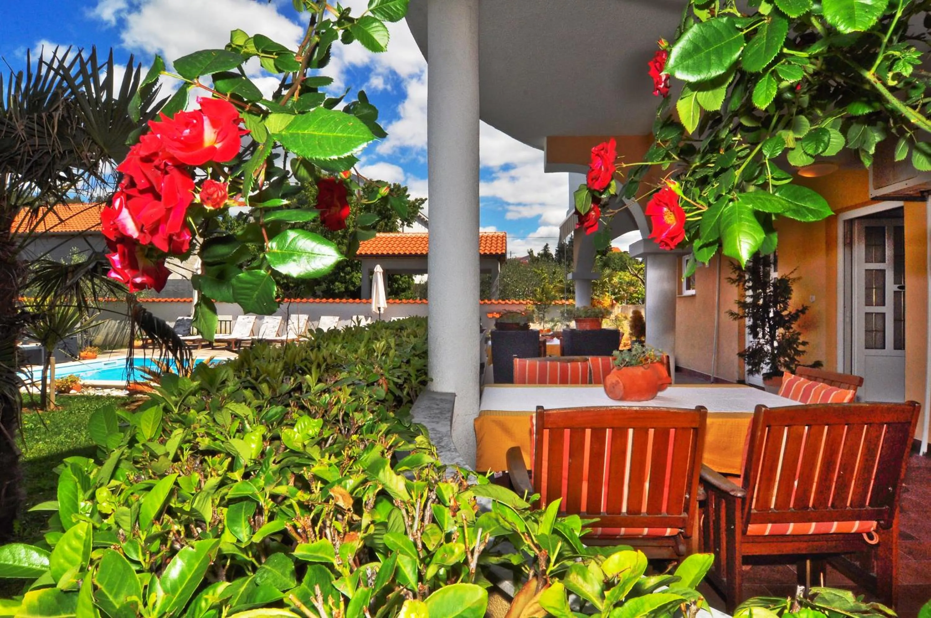 Patio in Villa Vanilla with Heated Pool