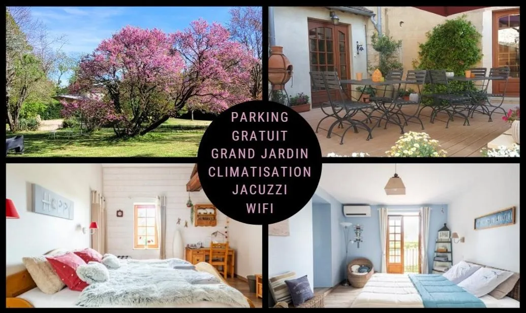 Garden, Bed in B&B Des Histoires d'Anges - Côté Jardin - Accueil Vélo