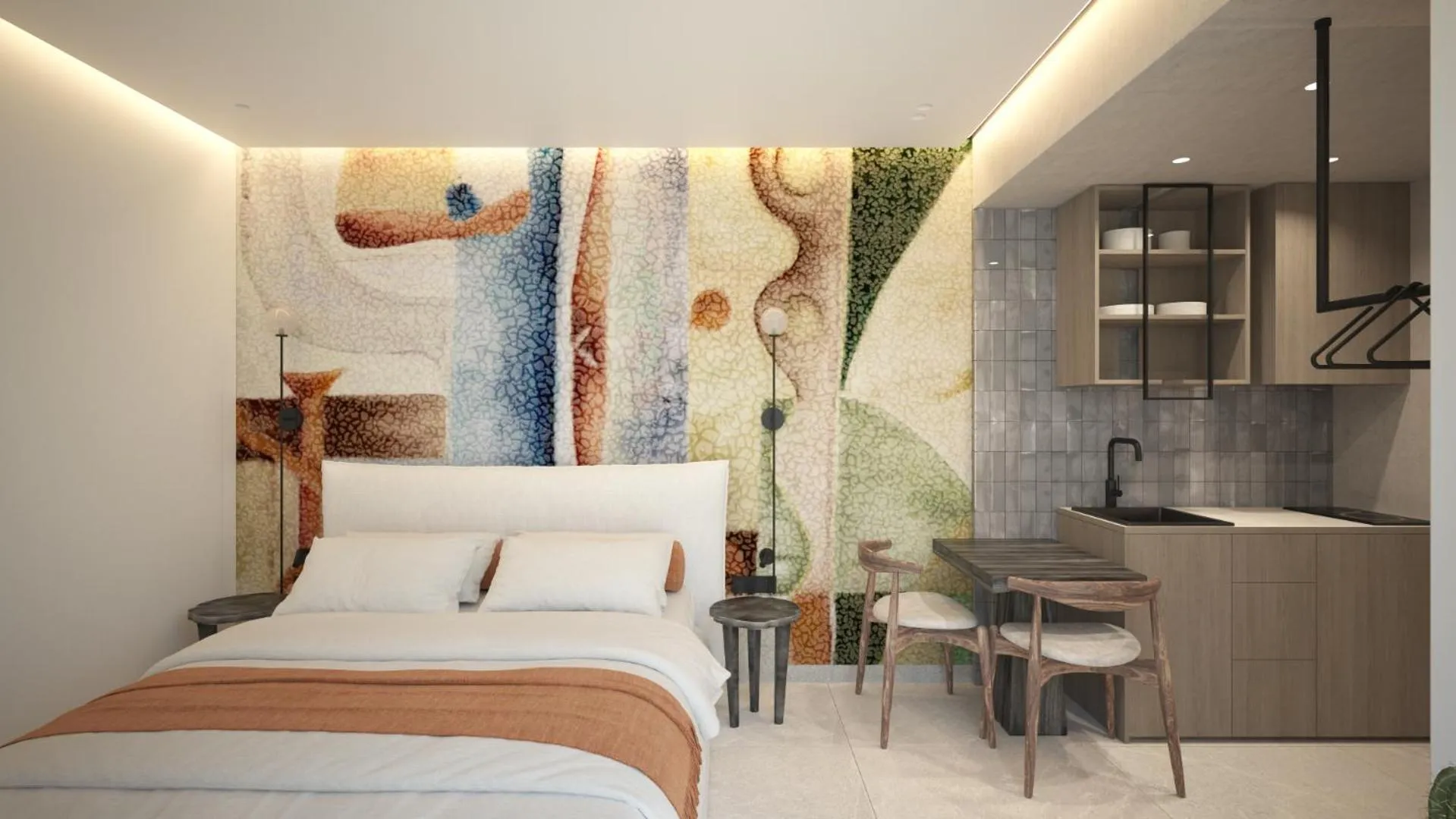 Bed in Leonidas Hotel & Apartments