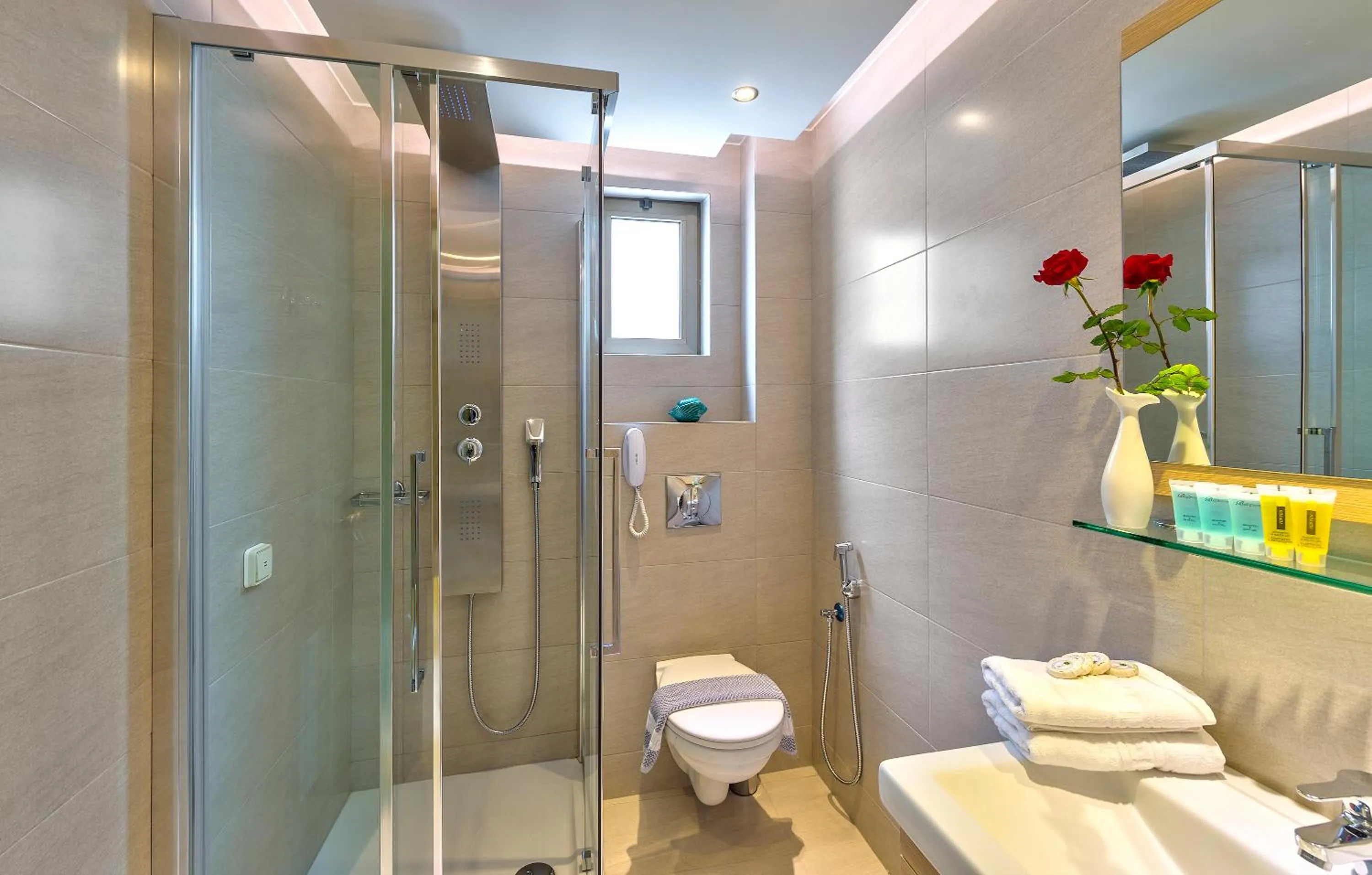 Bathroom in Leonidas Hotel & Apartments