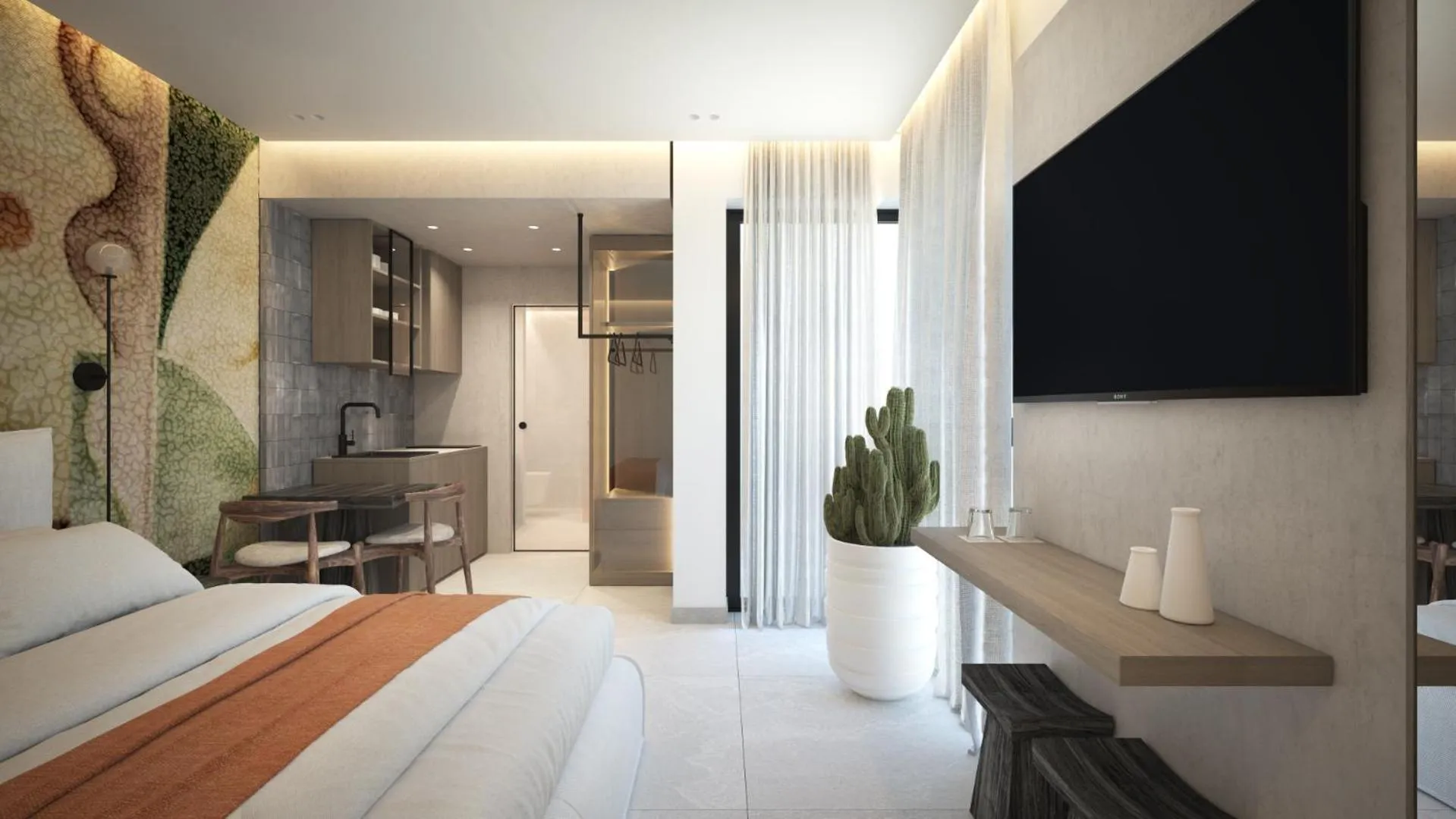 Bed in Leonidas Hotel & Apartments