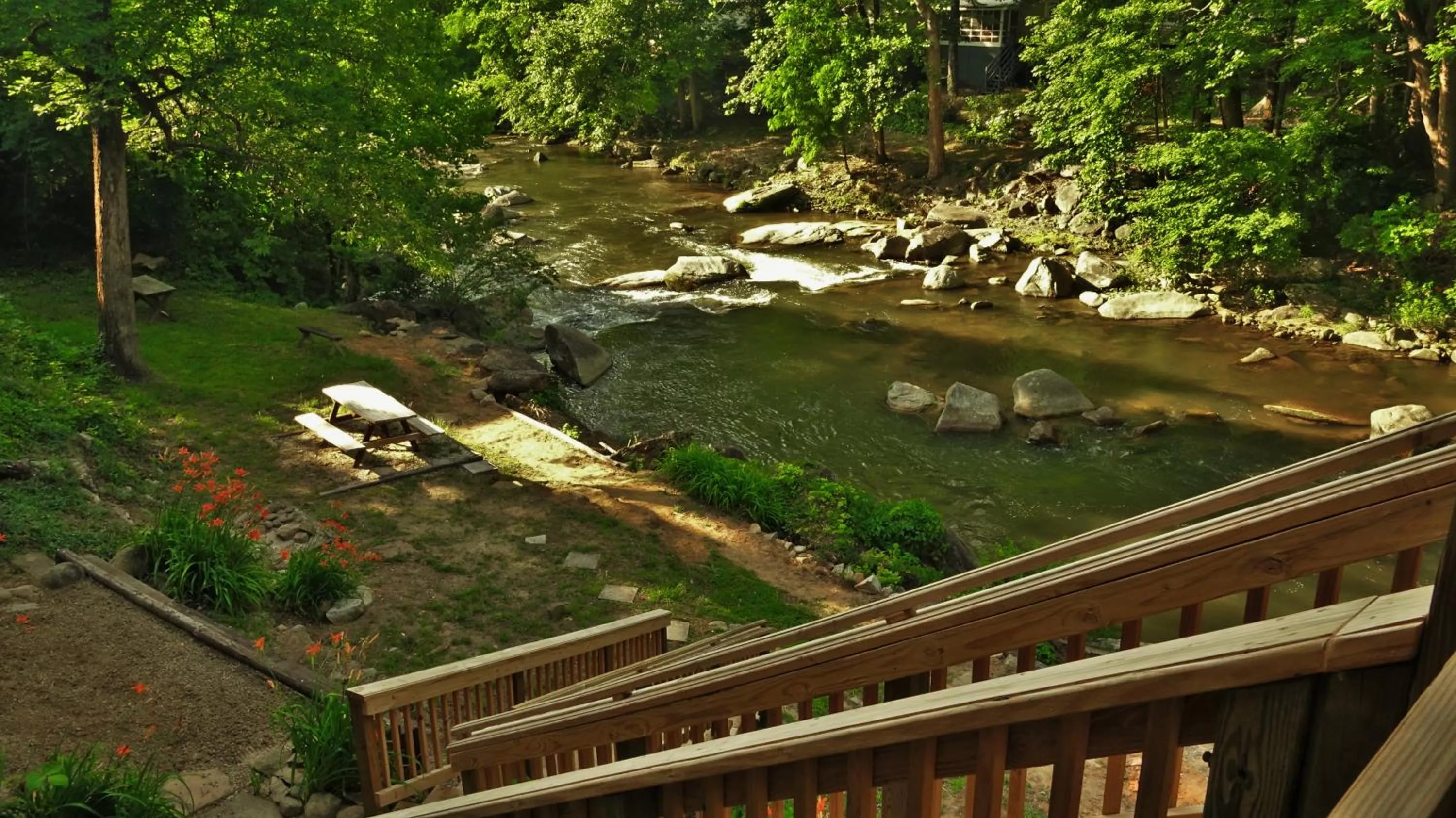 Fishing in Riverside Lodge at Chimney Rock