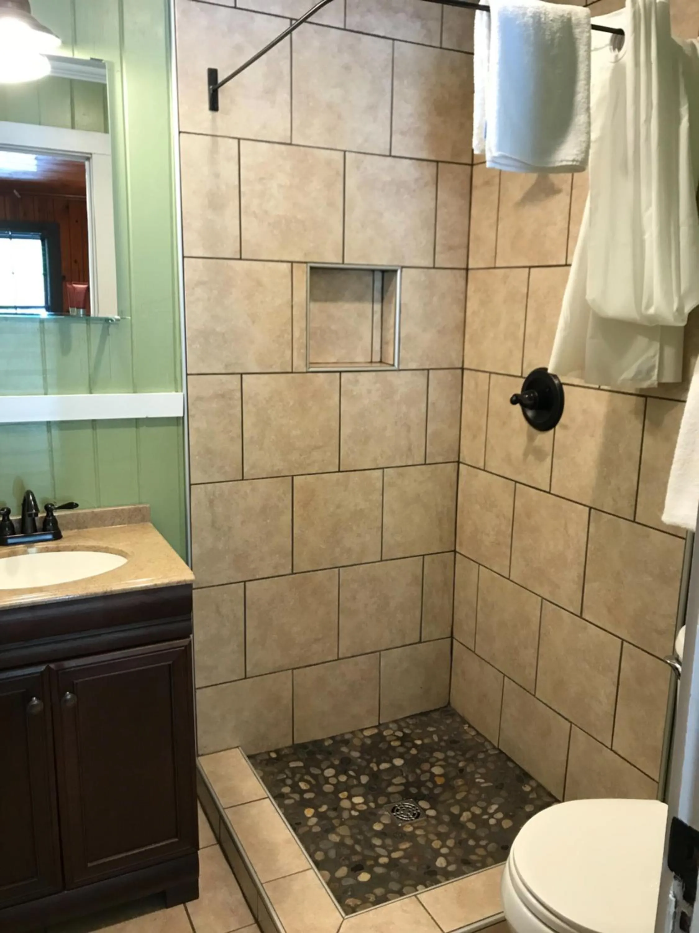 Shower in Riverside Lodge at Chimney Rock