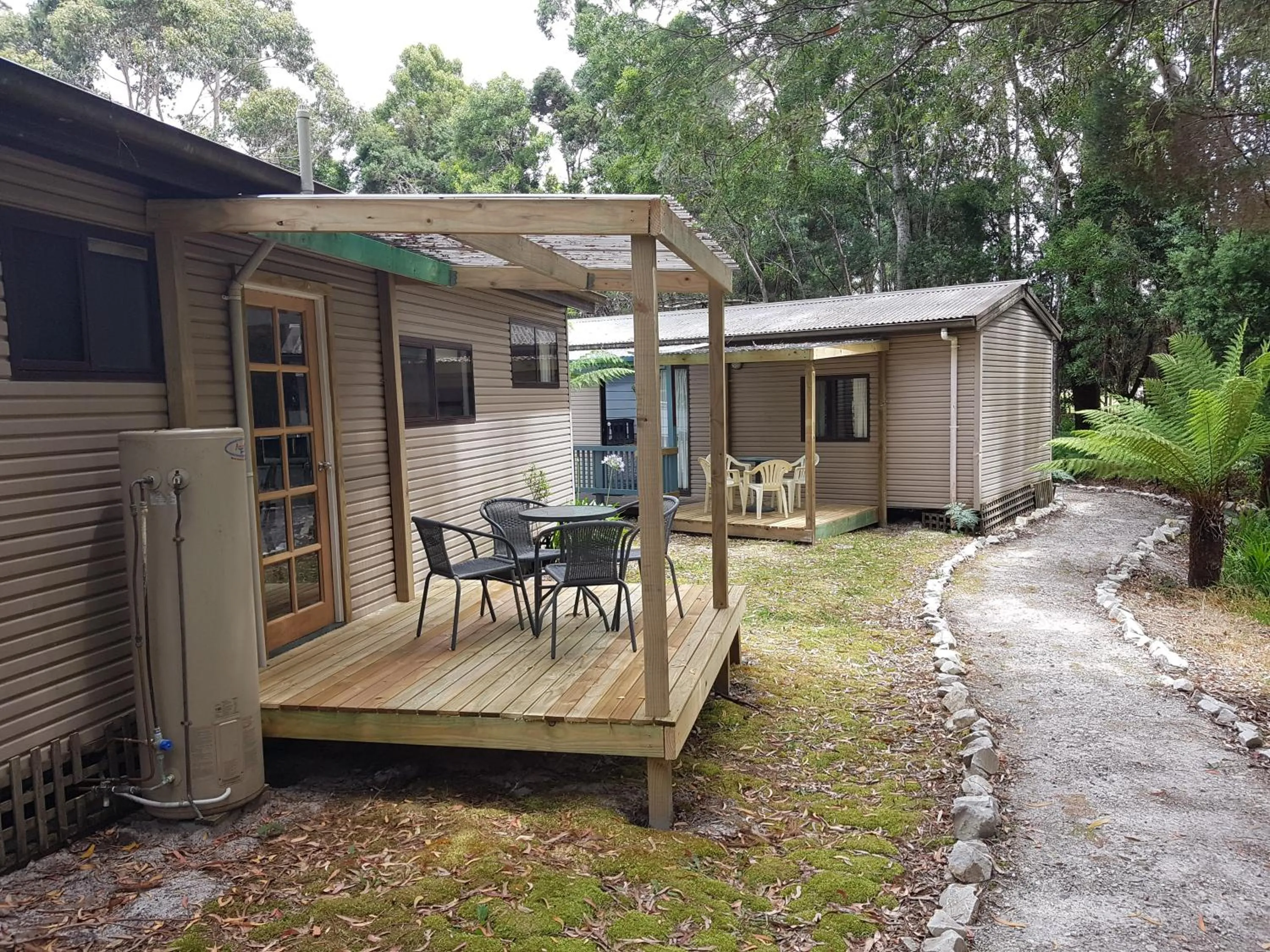 Patio in Strahan Retreat Holiday Park