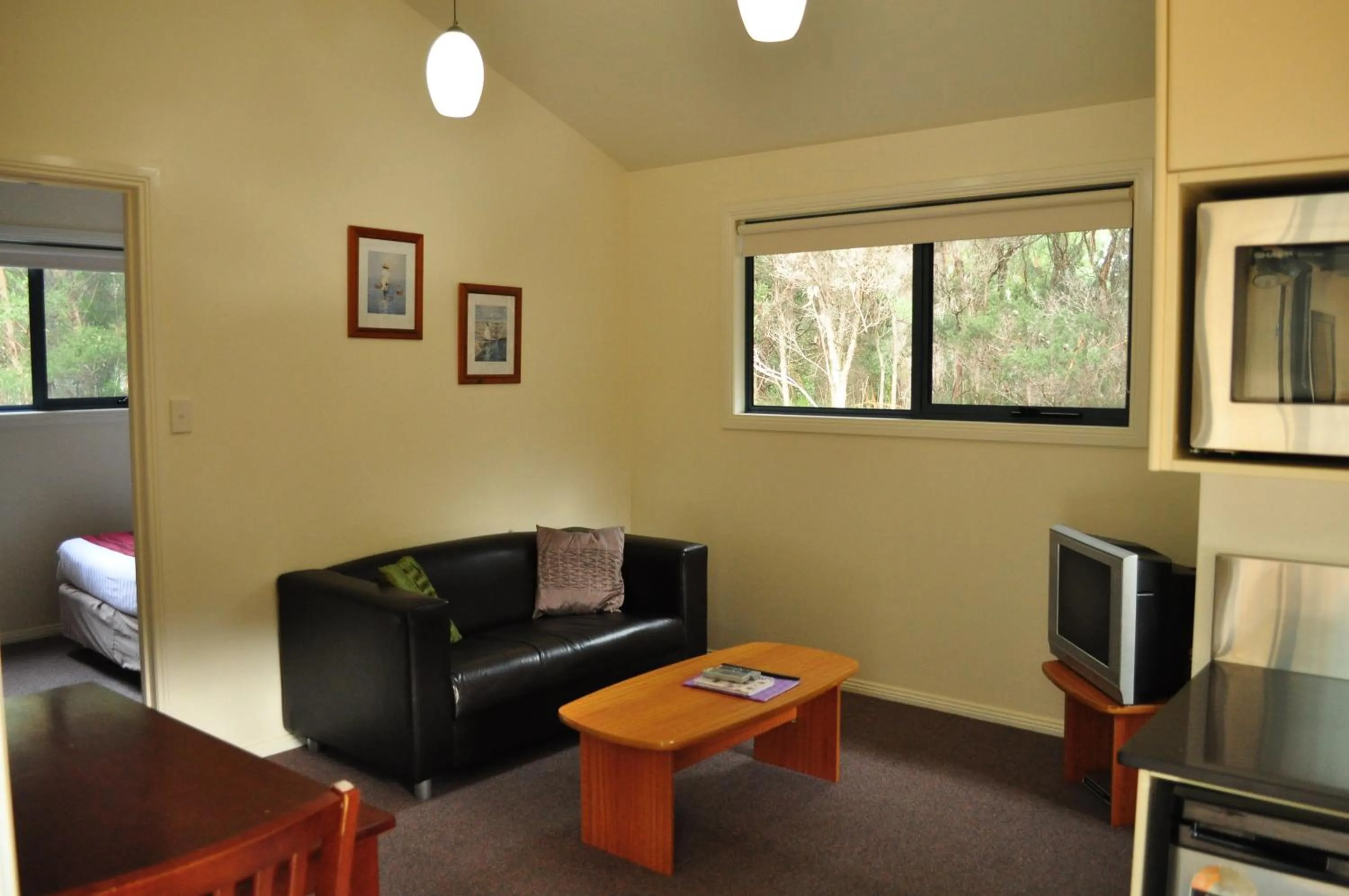 Living room in Strahan Retreat Holiday Park