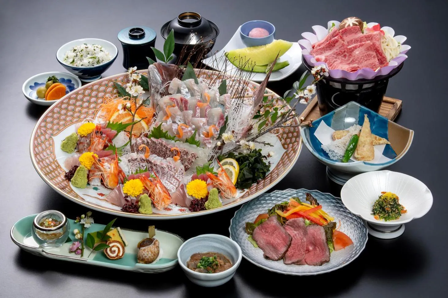 Dinner in Sagayamato Onsen Hotel Amandi