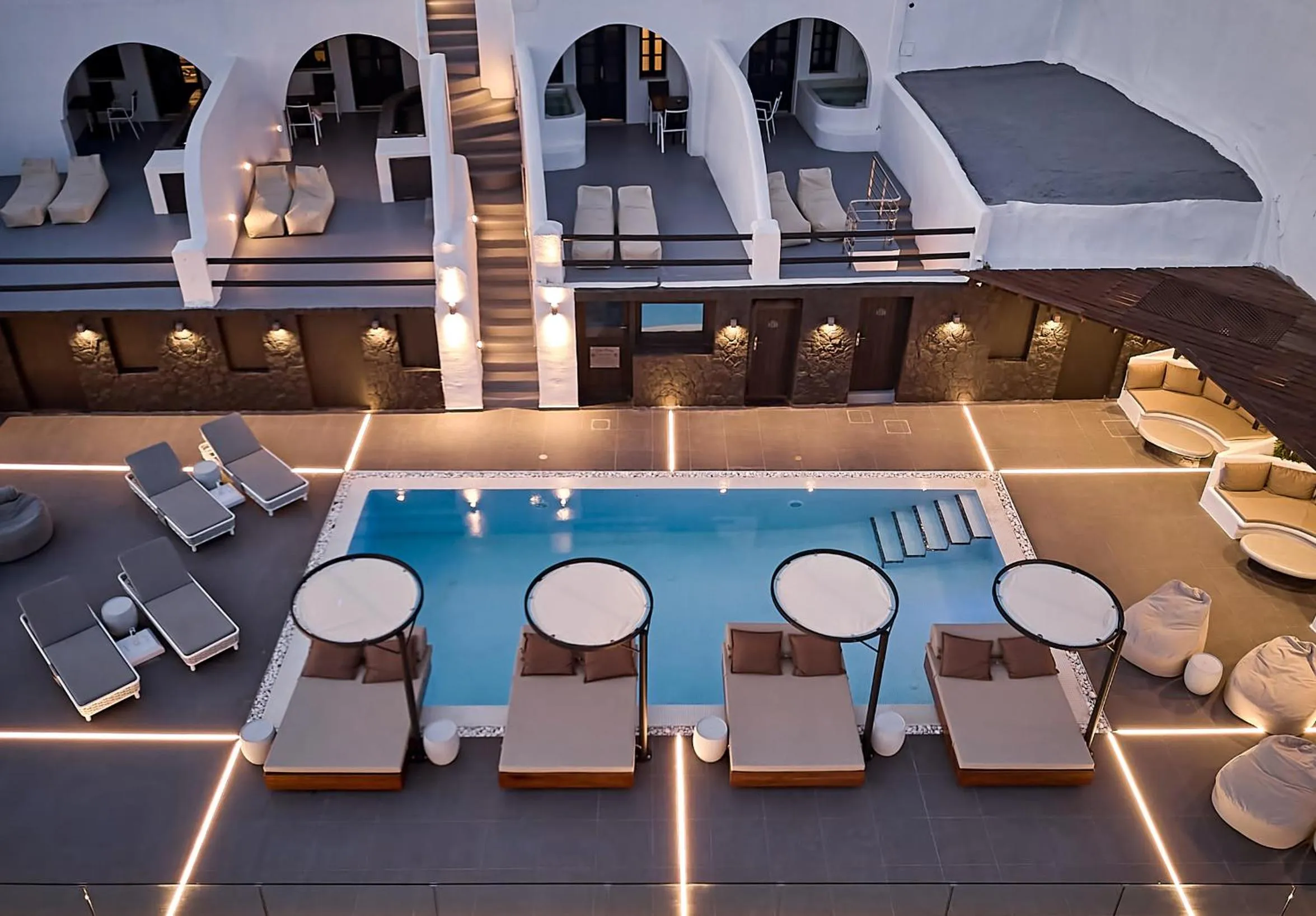 Pool view in Oia Suites