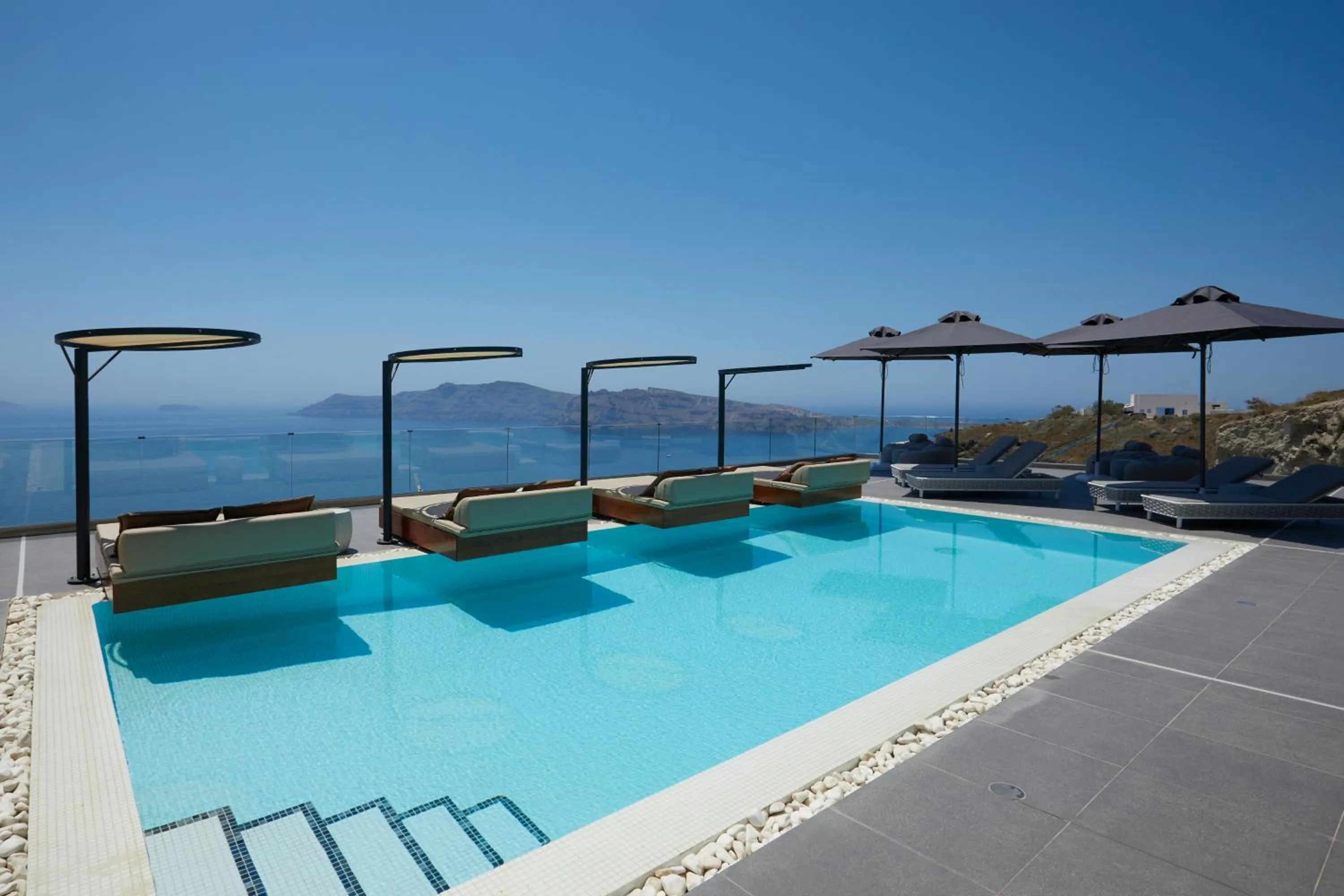 Pool view in Oia Suites