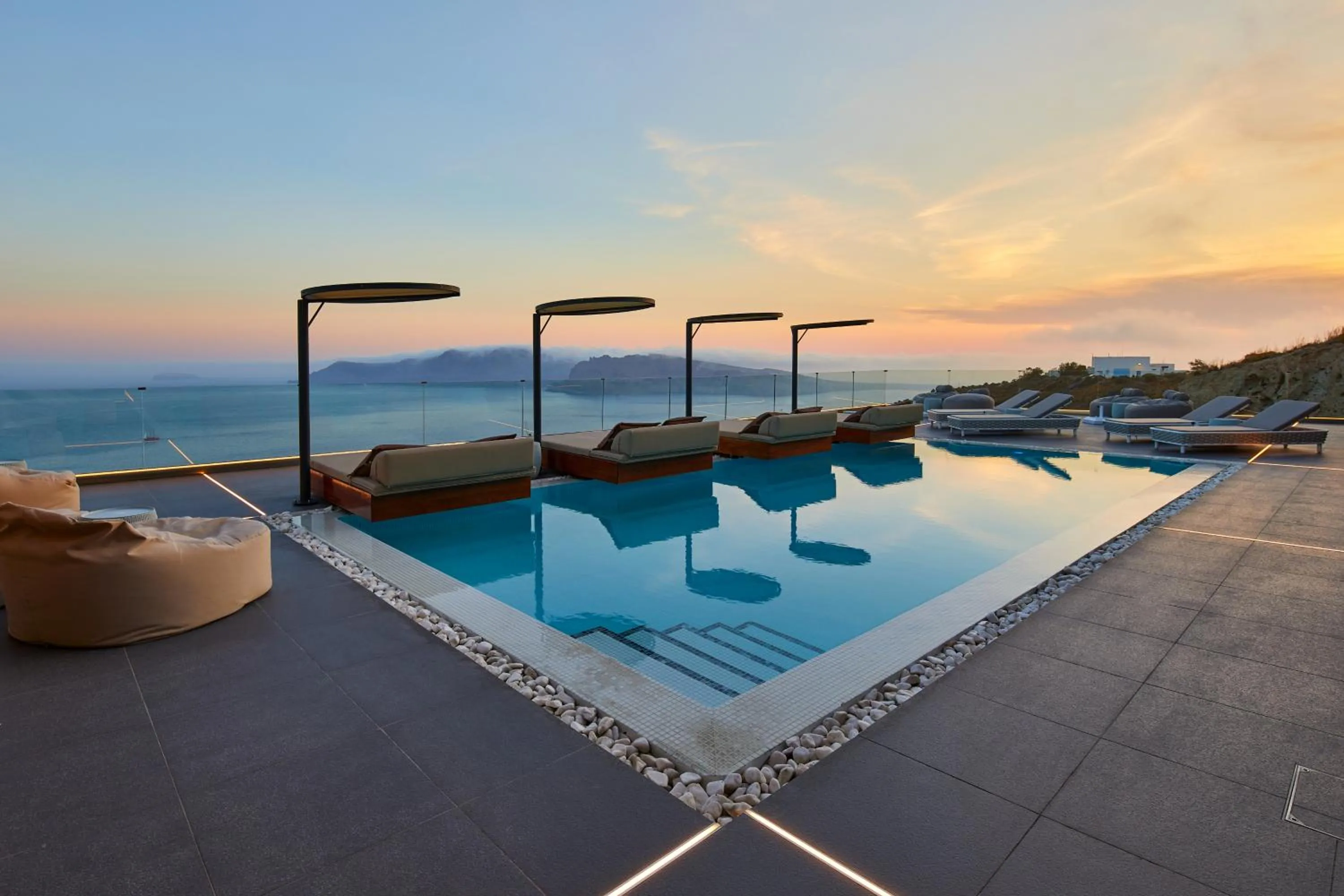 Pool view in Oia Suites