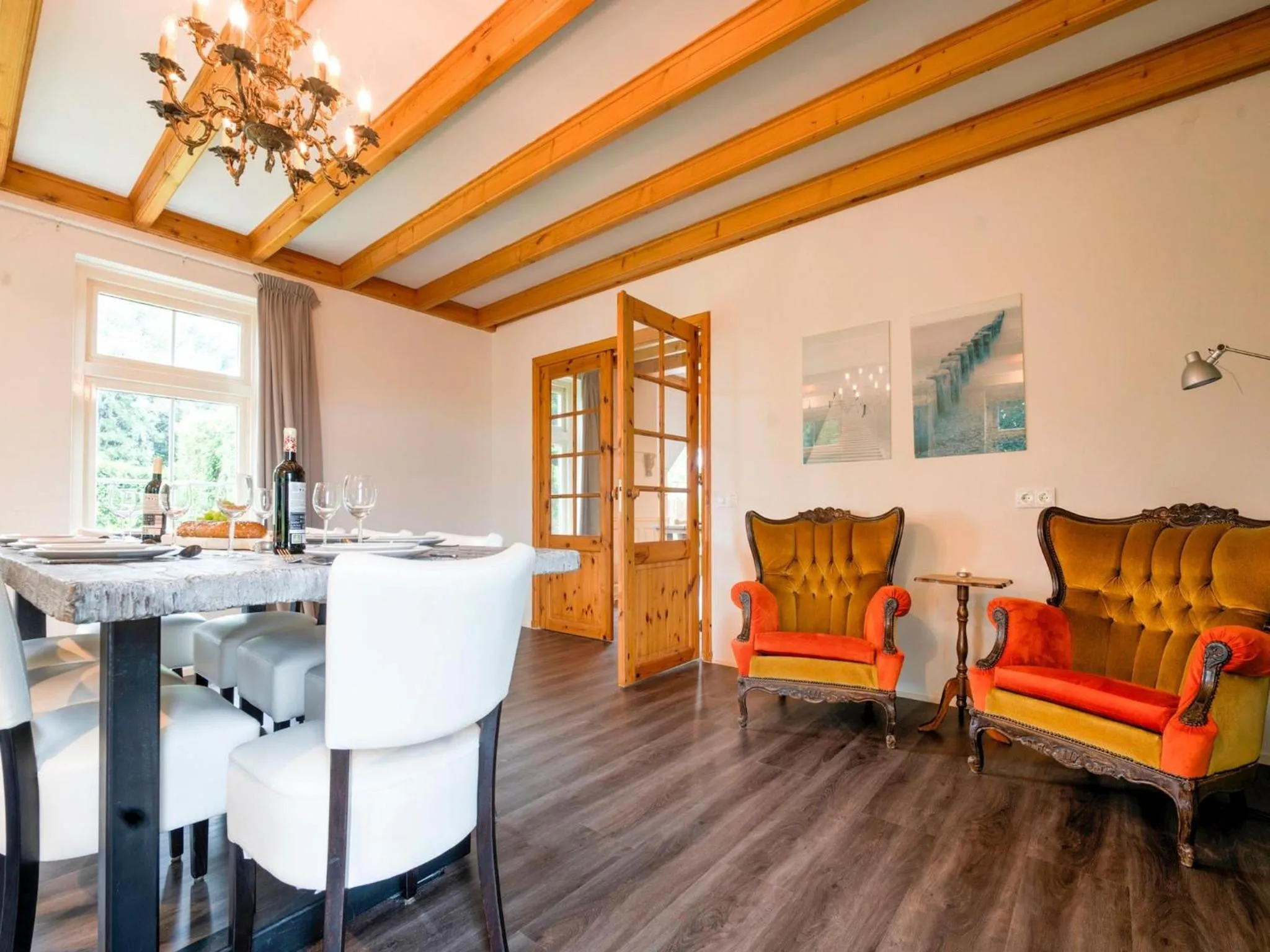 Dining area in Spacious Farmhouse with Sauna, hottub