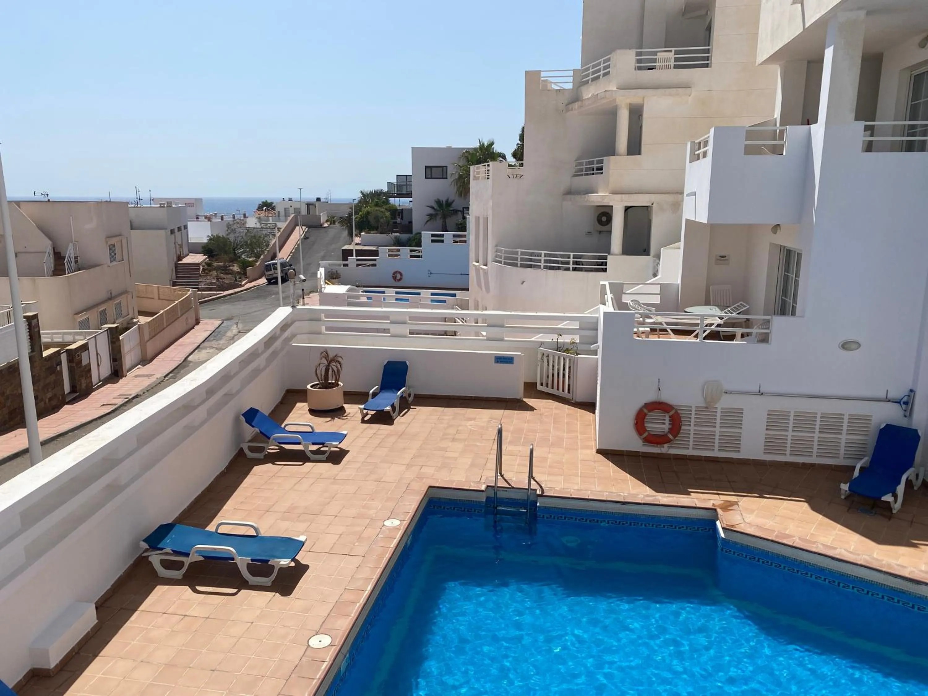 Pool view in Apartahotel Vistamar San José