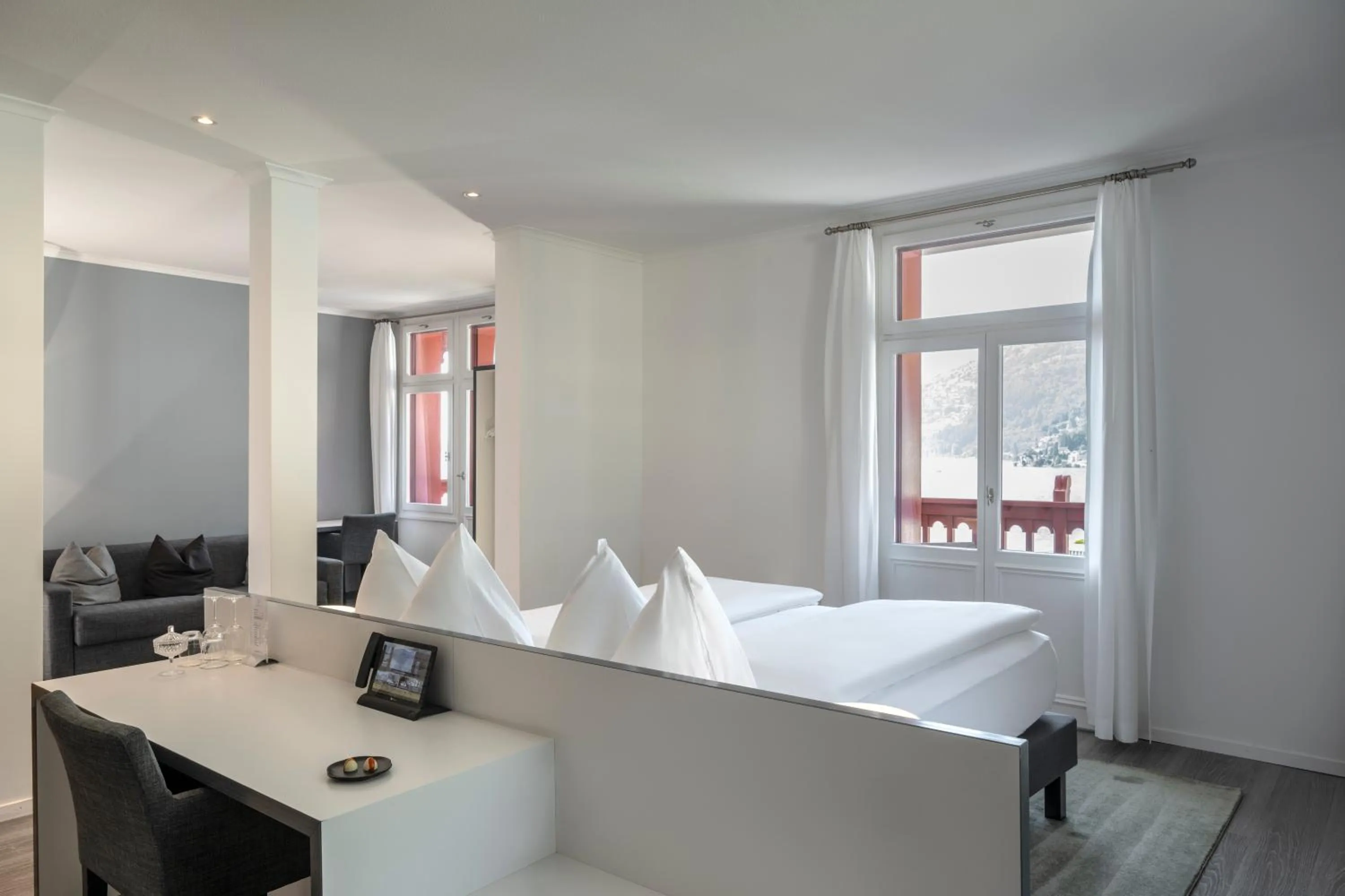 Bed in Hotel Vitznauerhof - Lifestyle Hideaway at Lake Lucerne