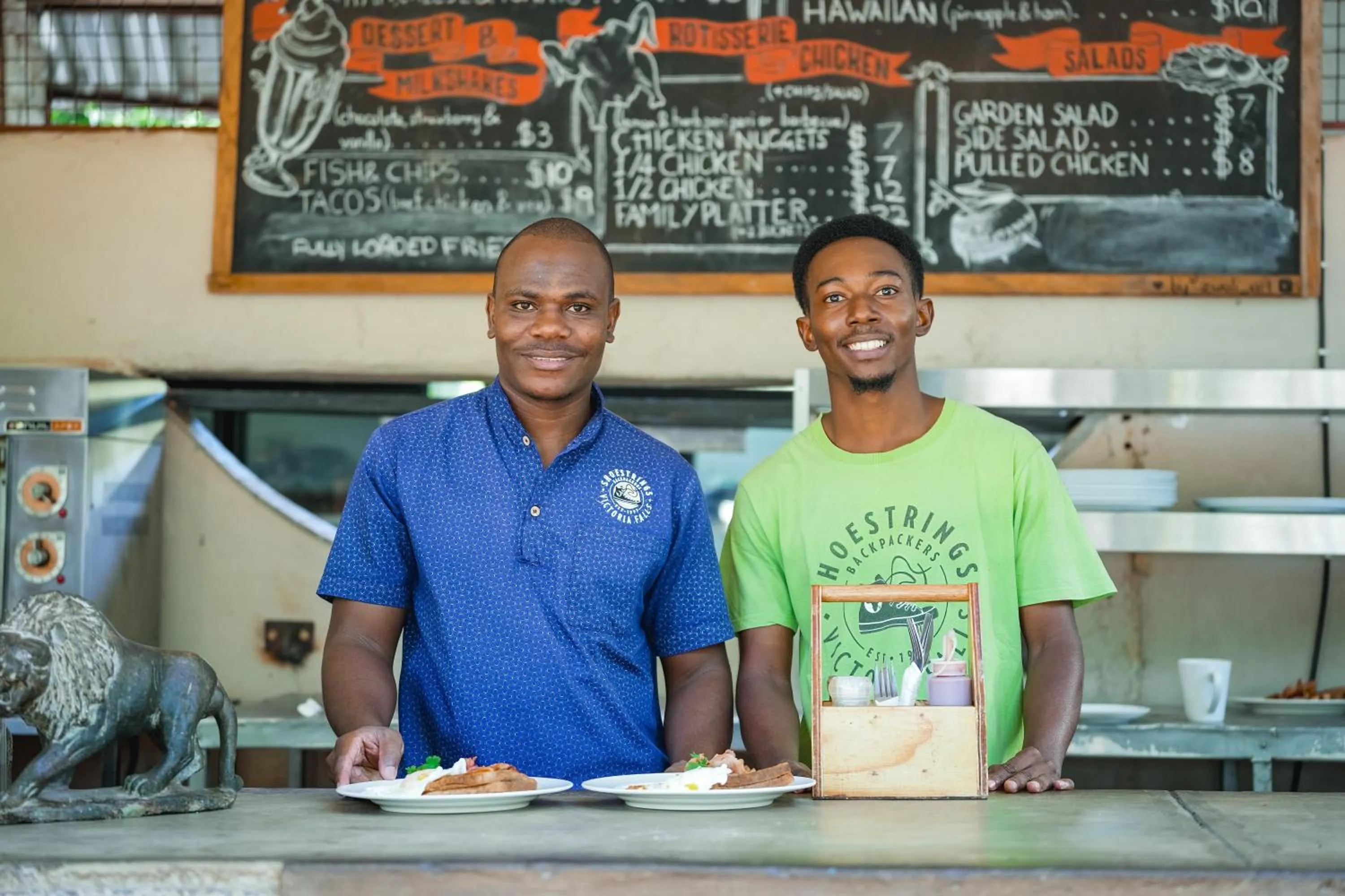 Staff in Shoestrings Backpackers Lodge Vic Falls