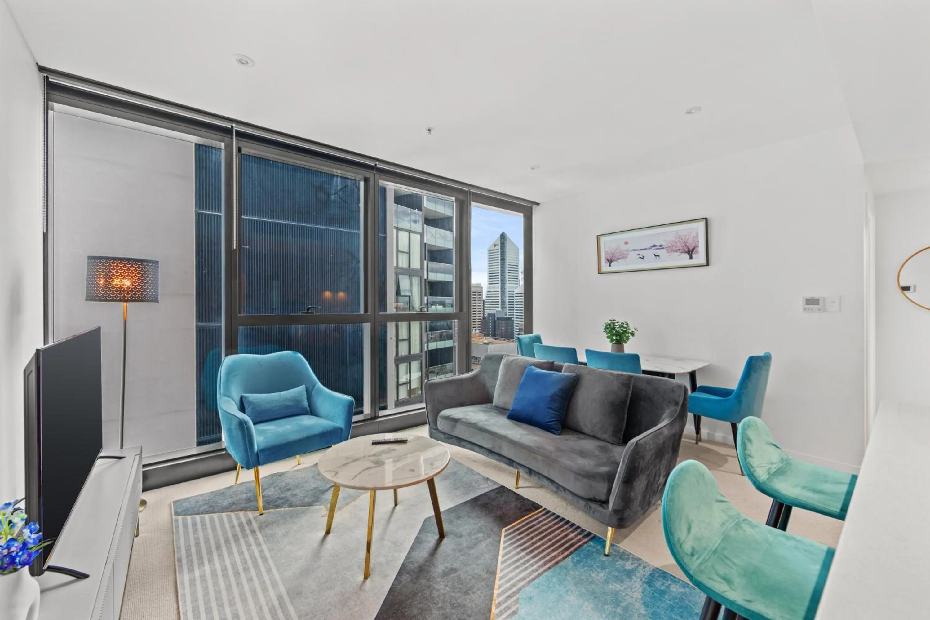 Living room in Brisbane Skytower by CLLIX