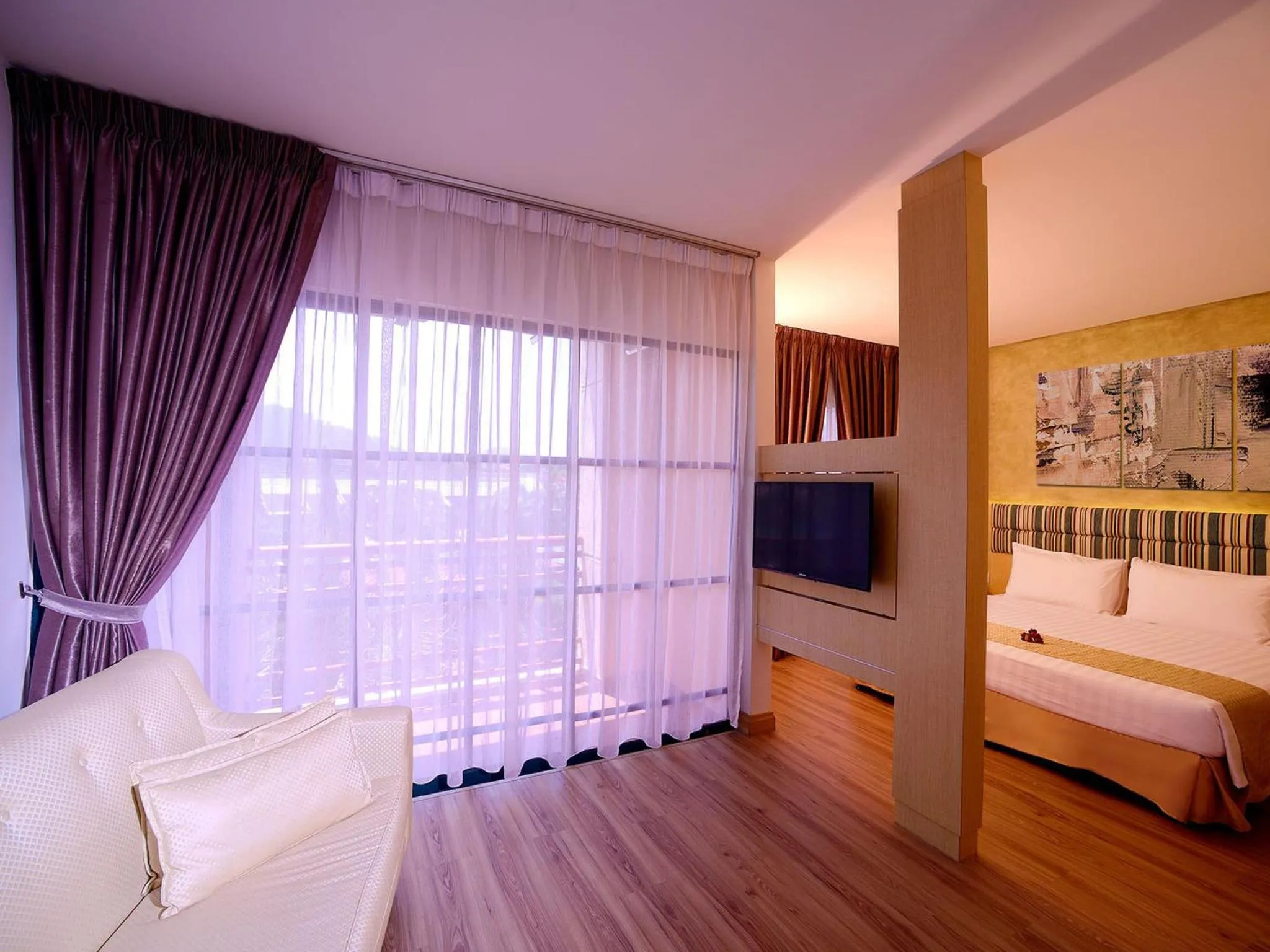 Seating area, Bed in Bella Vista Waterfront Resort, Kuah Langkawi