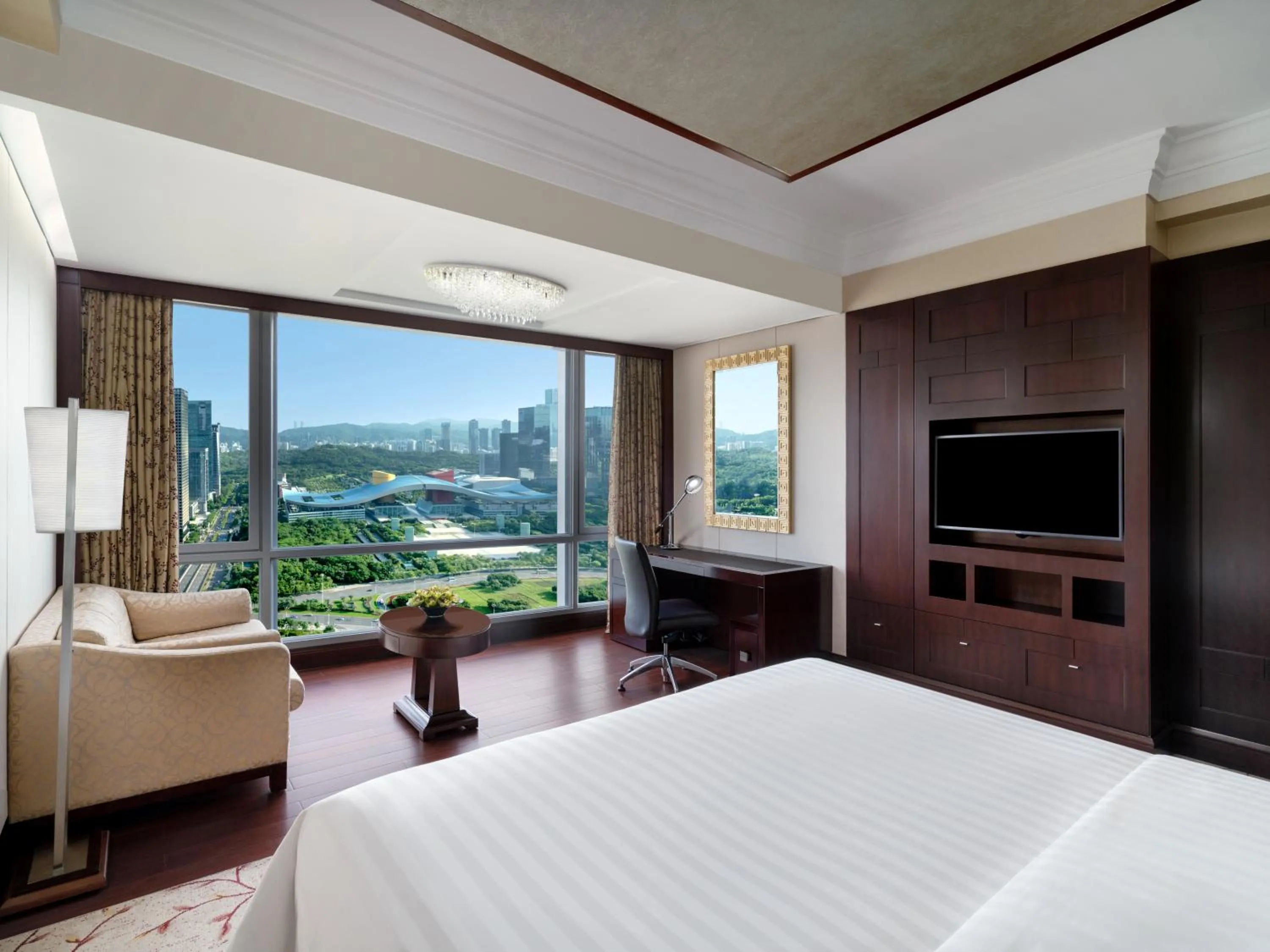 Bedroom, Bed in Futian Shangri-La, Shenzhen,Near to Shenzhen Convention&Exhibition Centre, Futian Railway Station