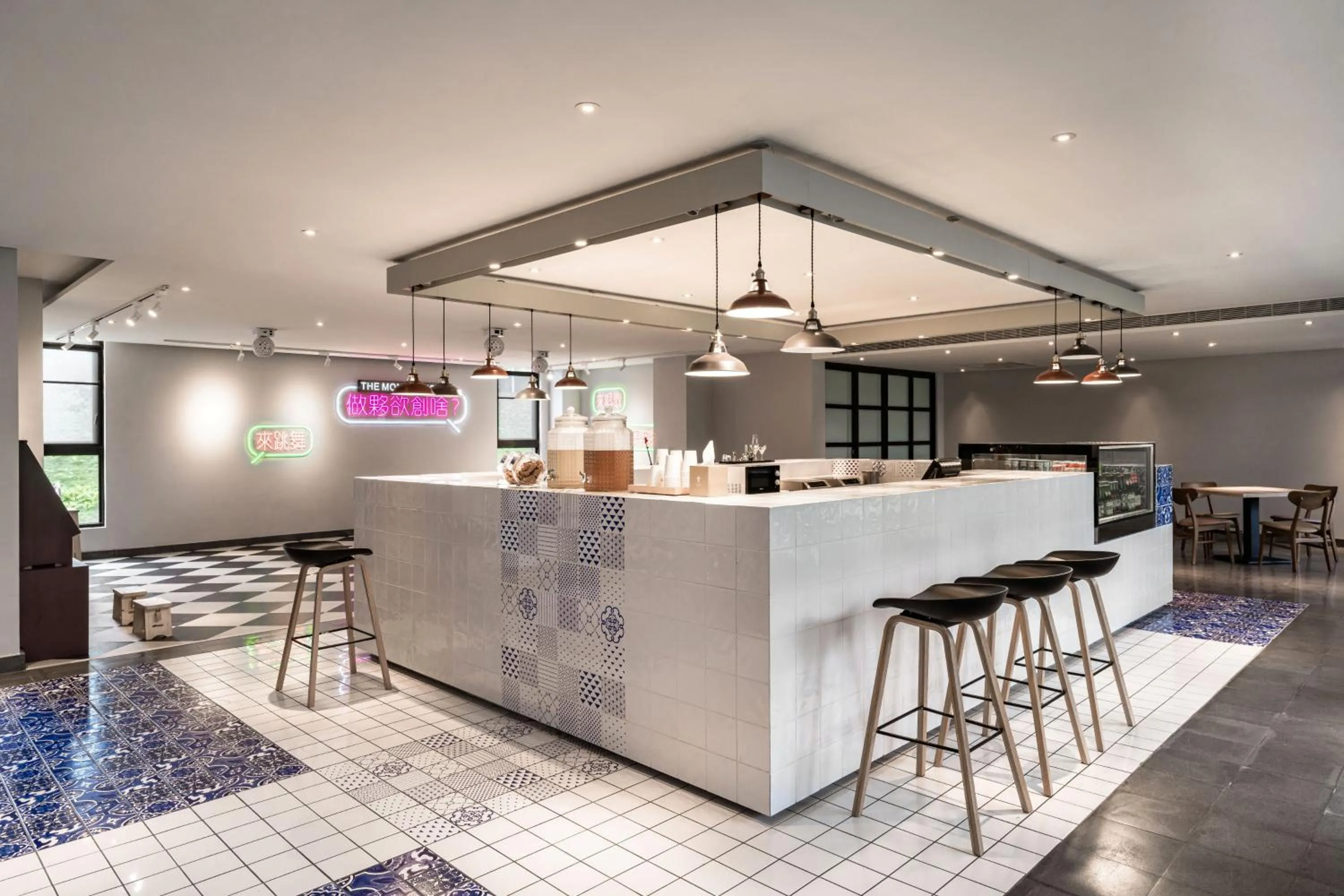 Seating area in The Moment Hotel Yilan by Lakeshore