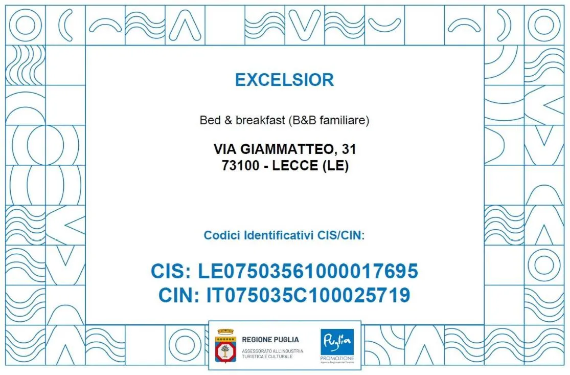 Certificate/Award in B&B Excelsior