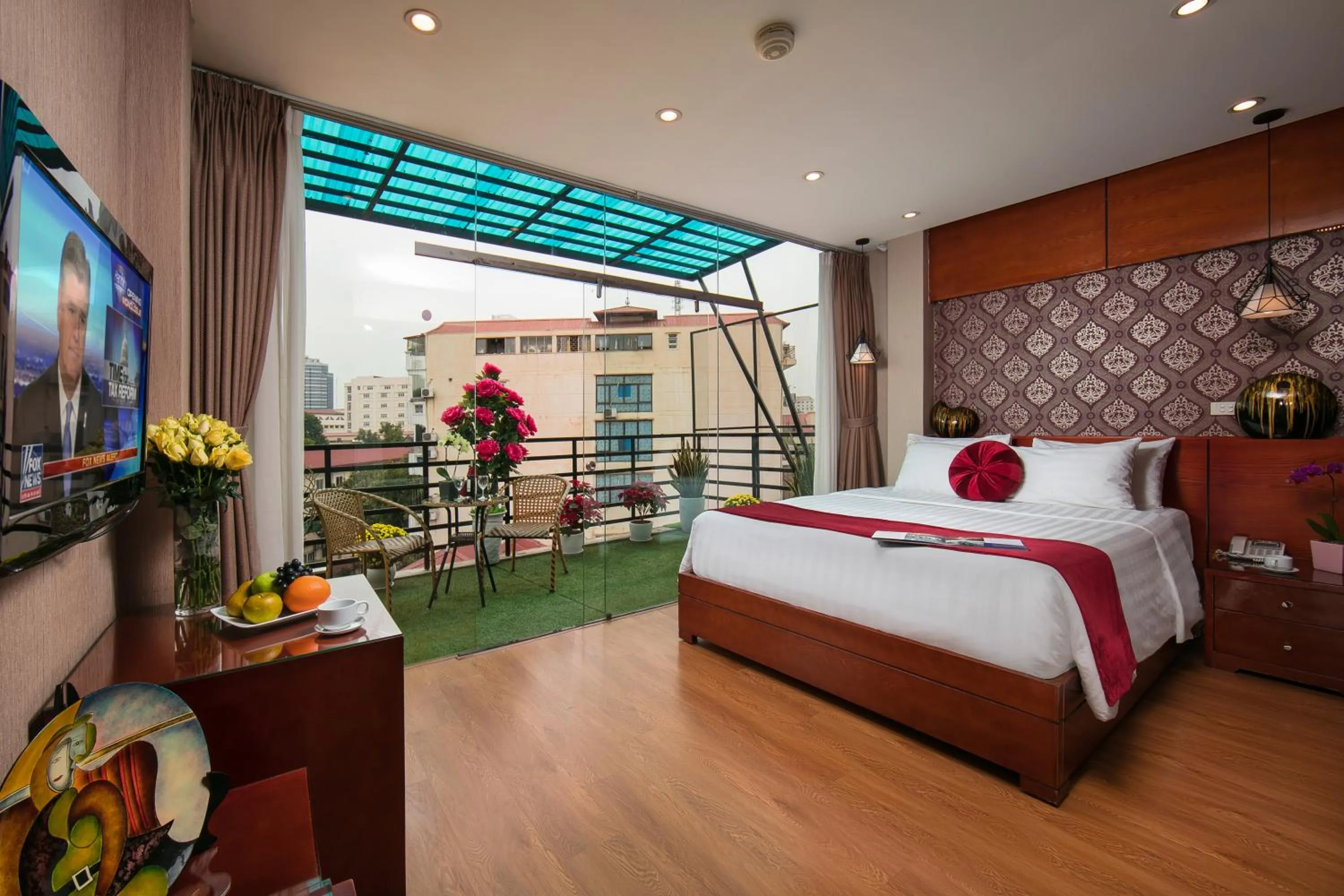 Balcony/Terrace, Bed in Hanoi Lotus Boutique Hotel