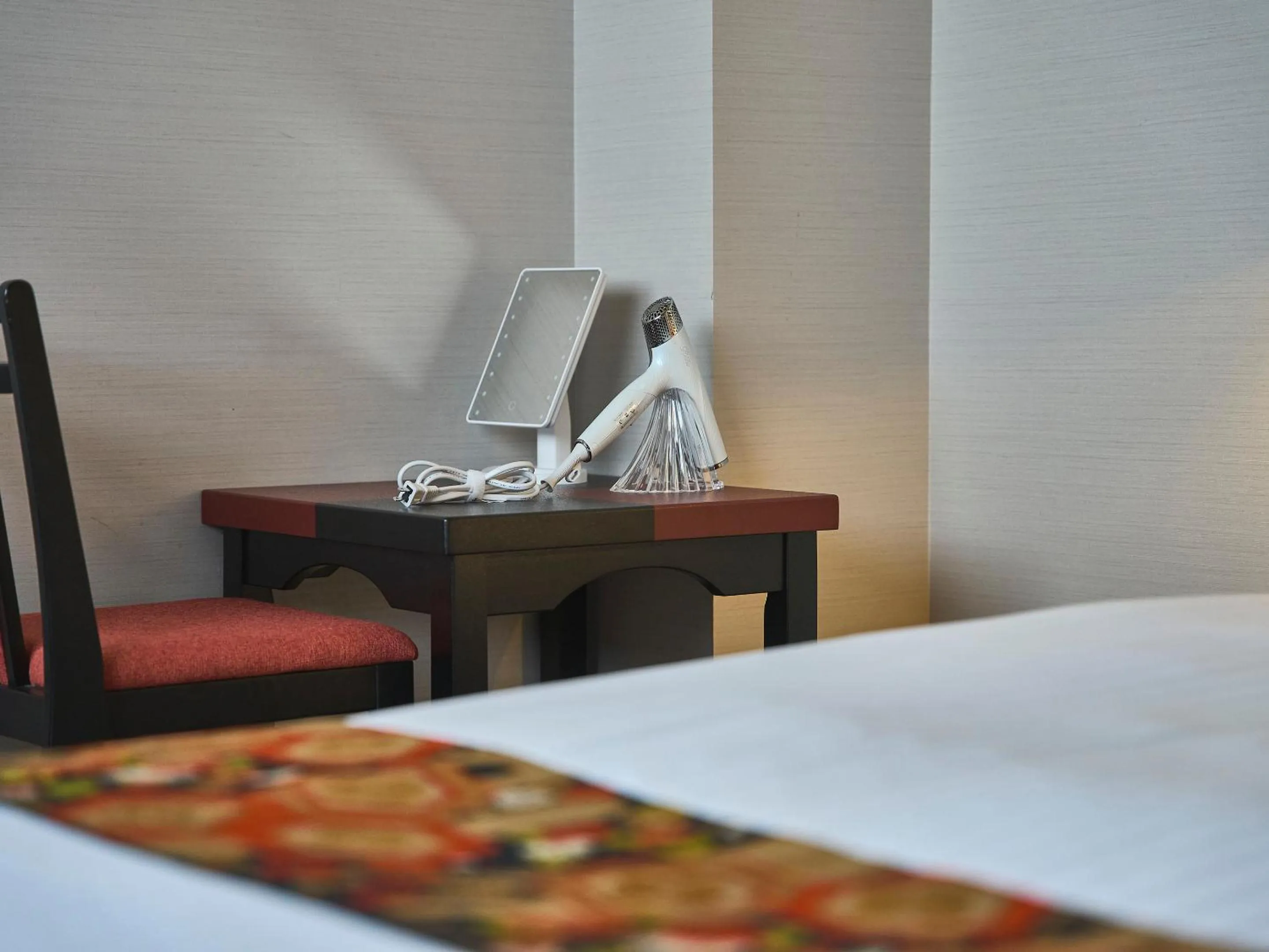 Decorative detail, Bed in Kyoto Inn Gion