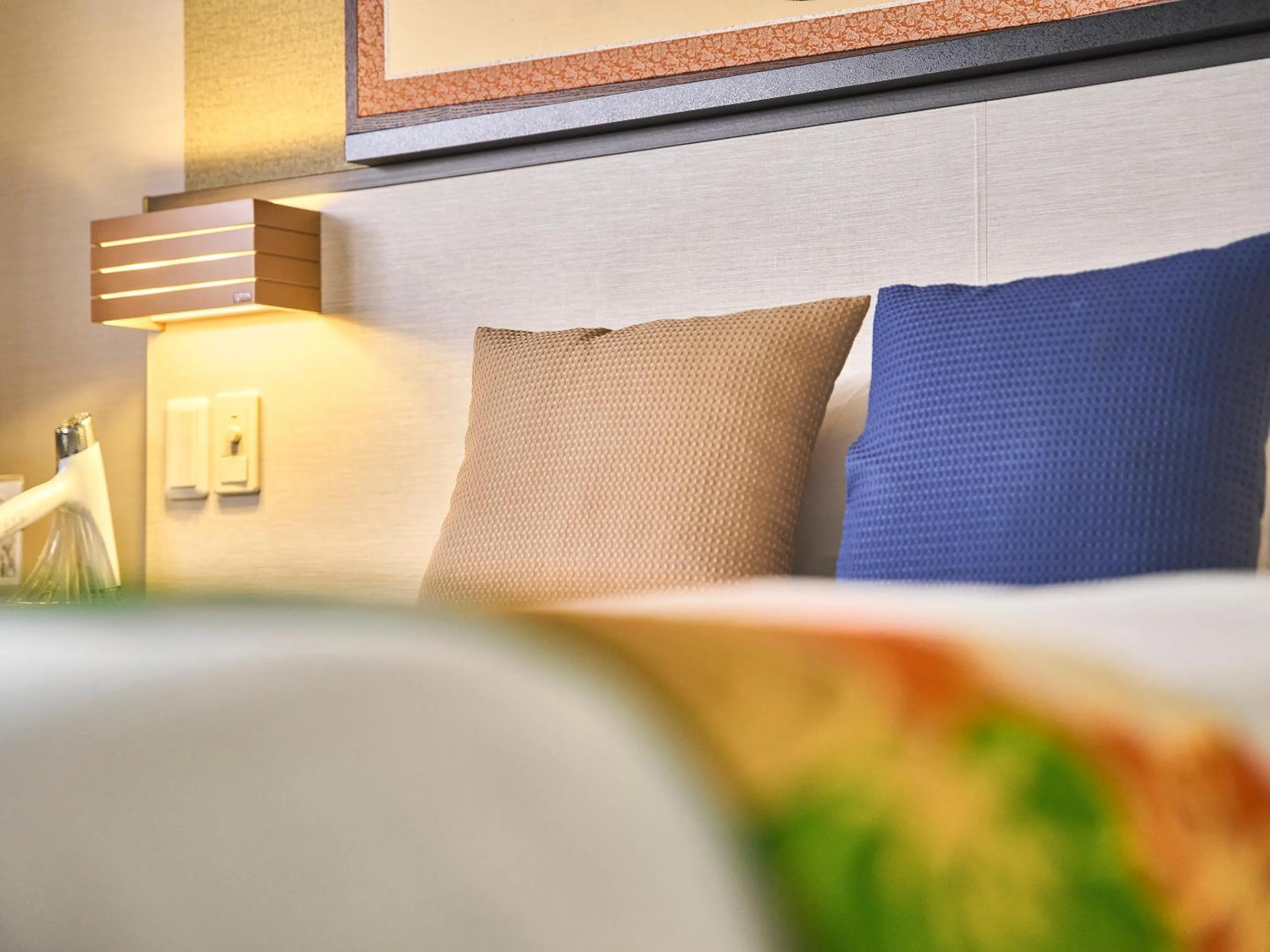 Decorative detail, Bed in Kyoto Inn Gion