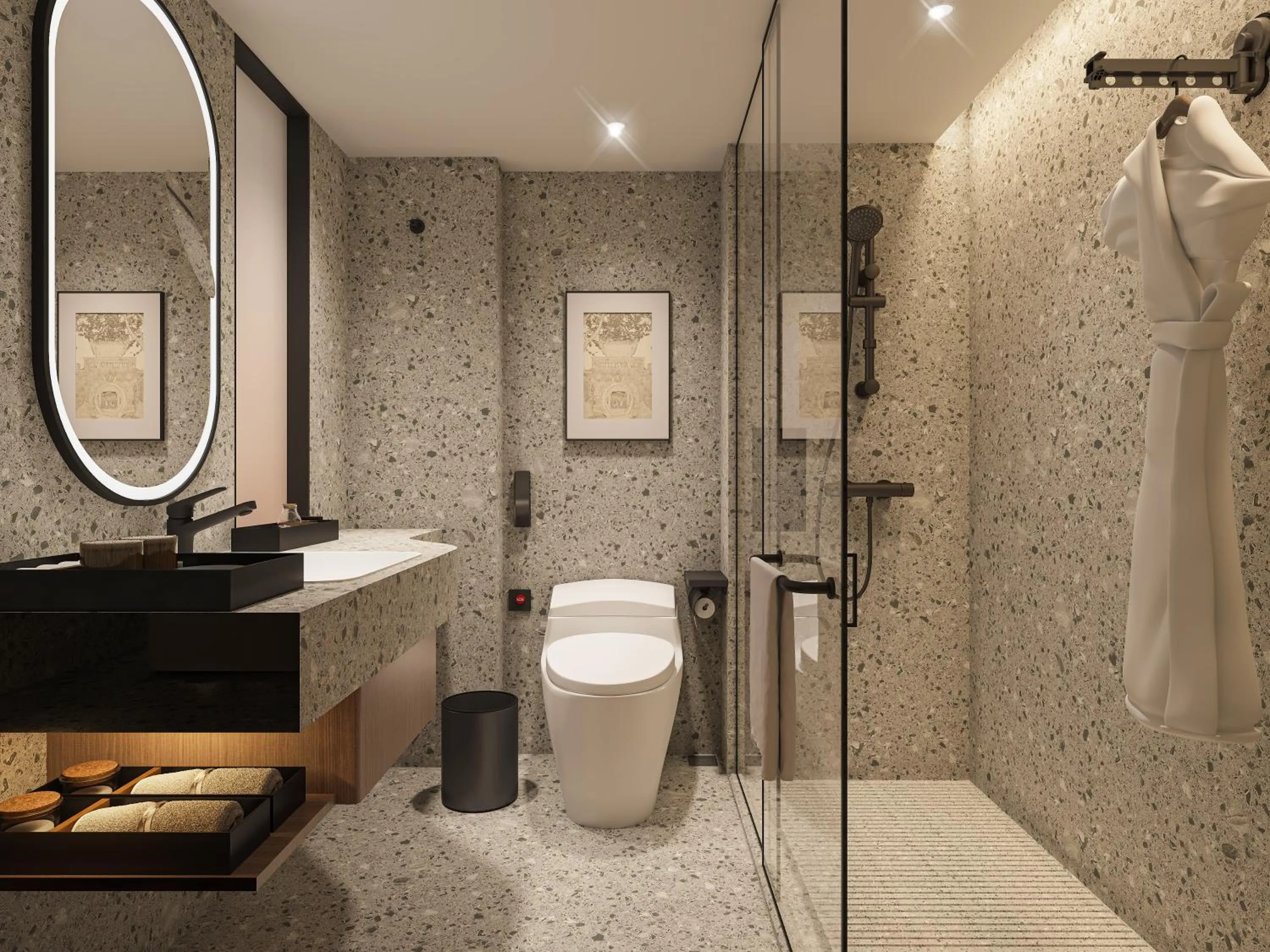 Shower in Five Rams City Hotel