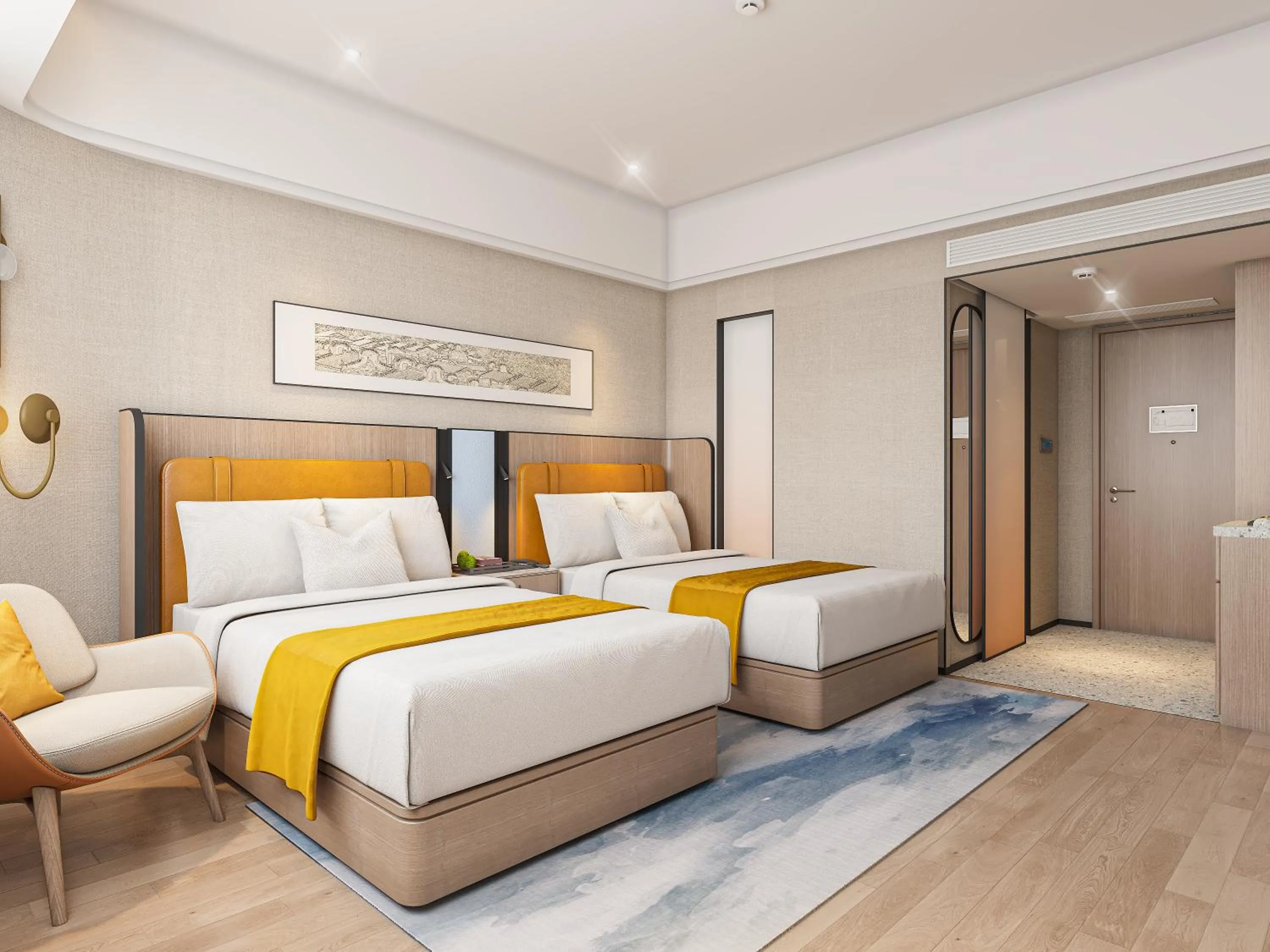 Bed in Five Rams City Hotel