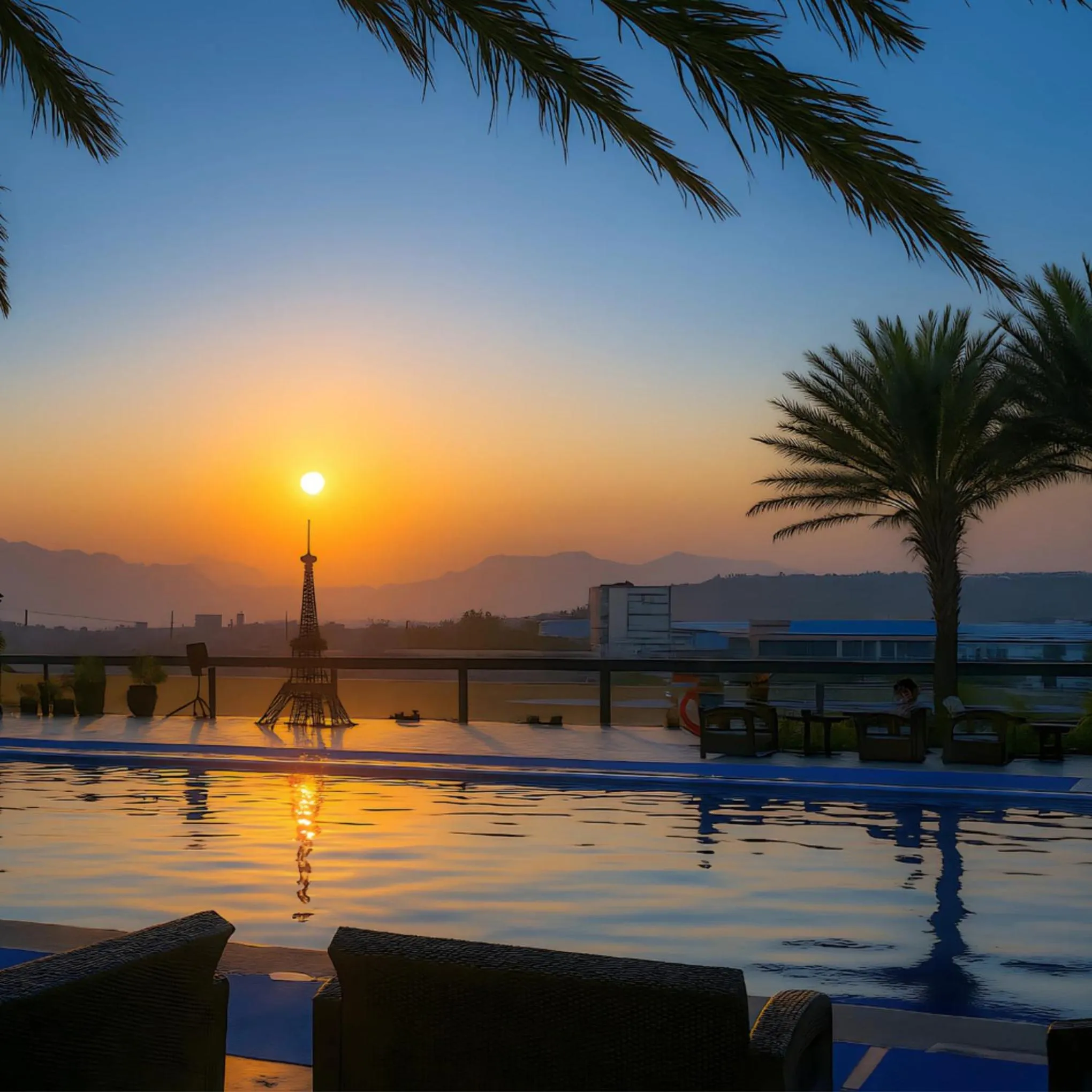 Pool view in Le Charmé Suites - Subic