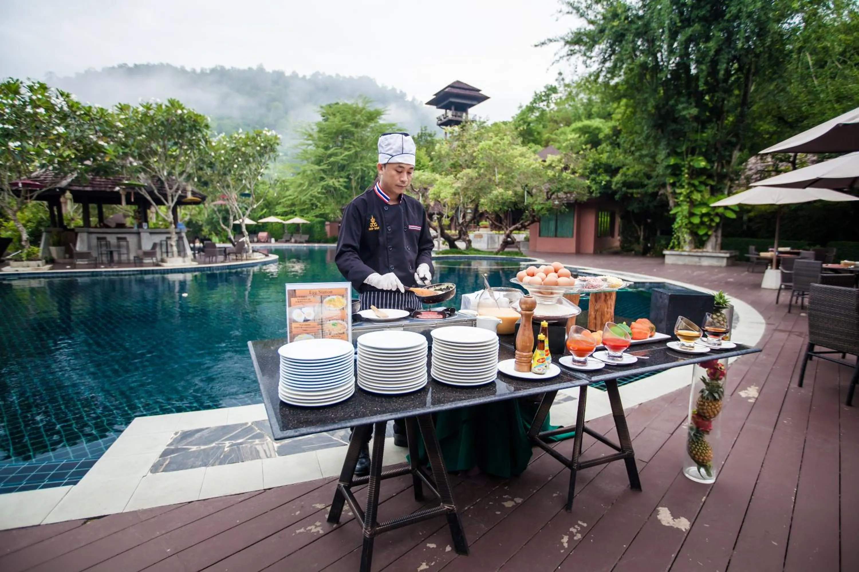 Buffet breakfast in Sibsan Resort & Spa Maetaeng Chiang Mai