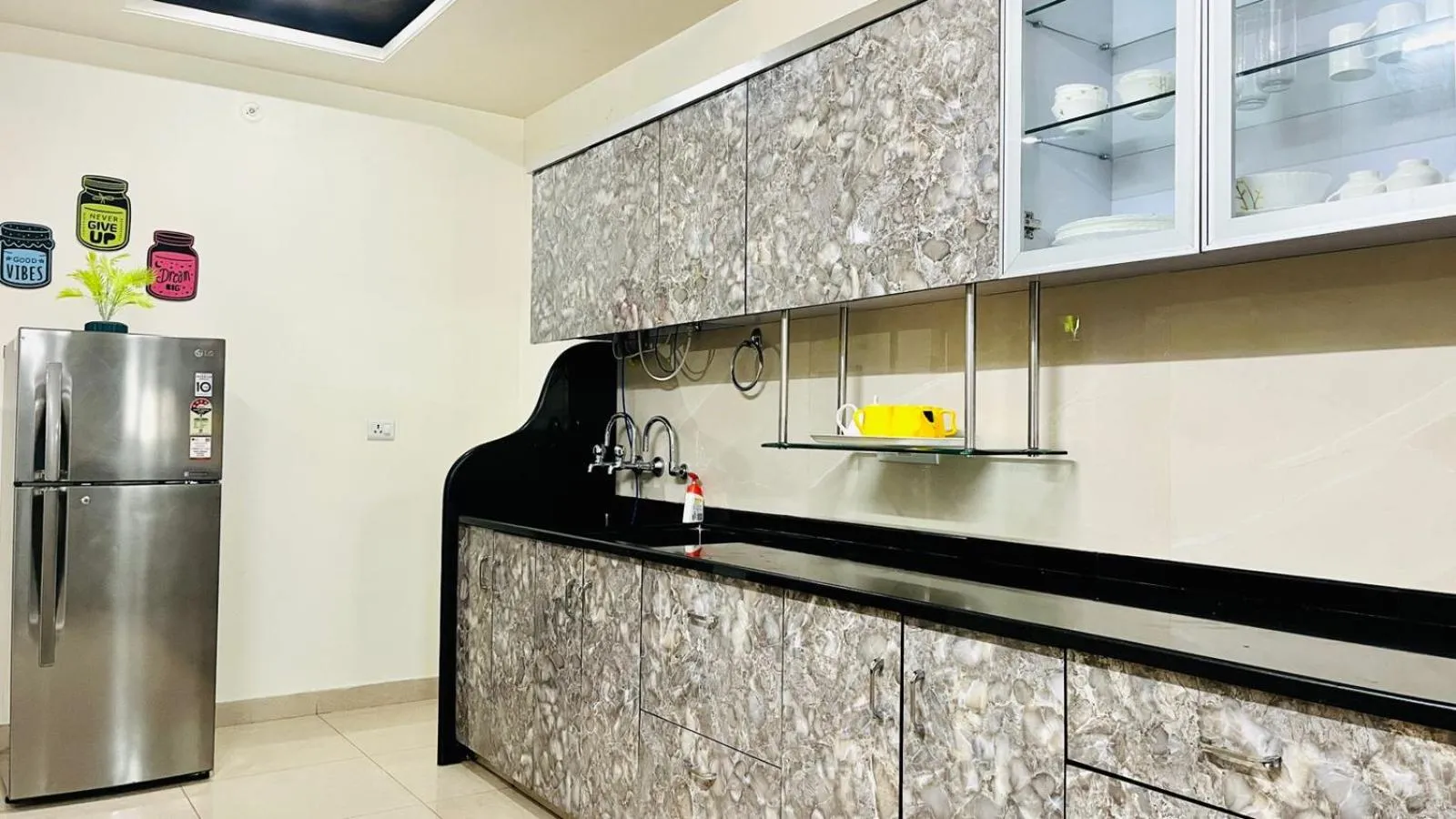 kitchen in Olive Service Apartments Jaipur - Vaishali Nagar