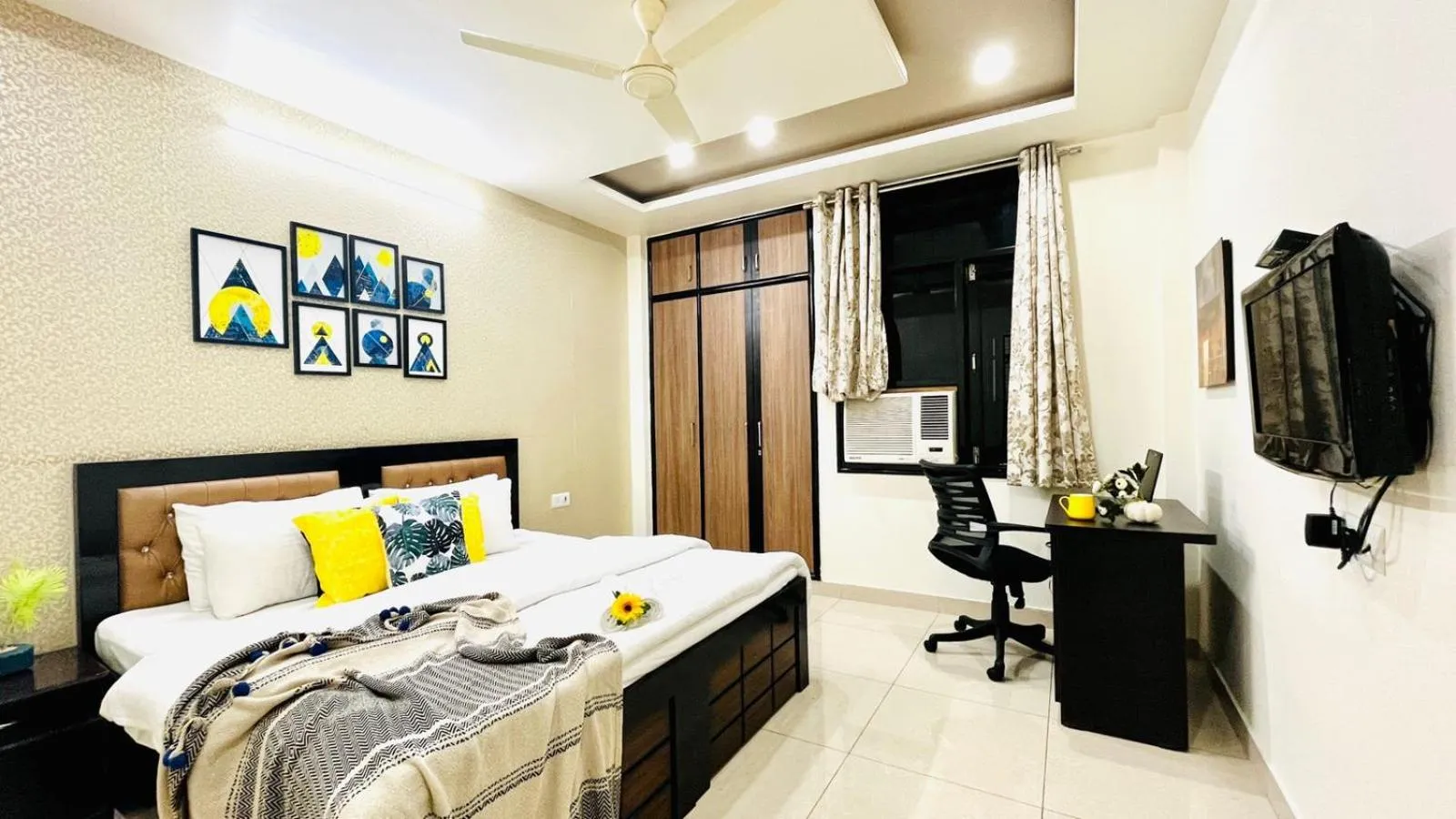 Bedroom, Bed in Olive Service Apartments Jaipur - Vaishali Nagar