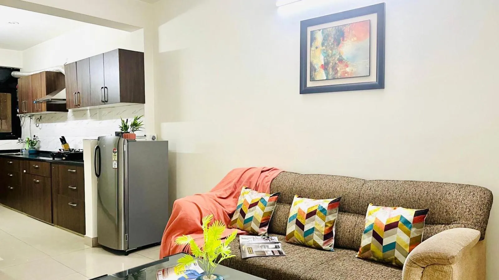 Kitchen or kitchenette in Olive Service Apartments Jaipur - Vaishali Nagar