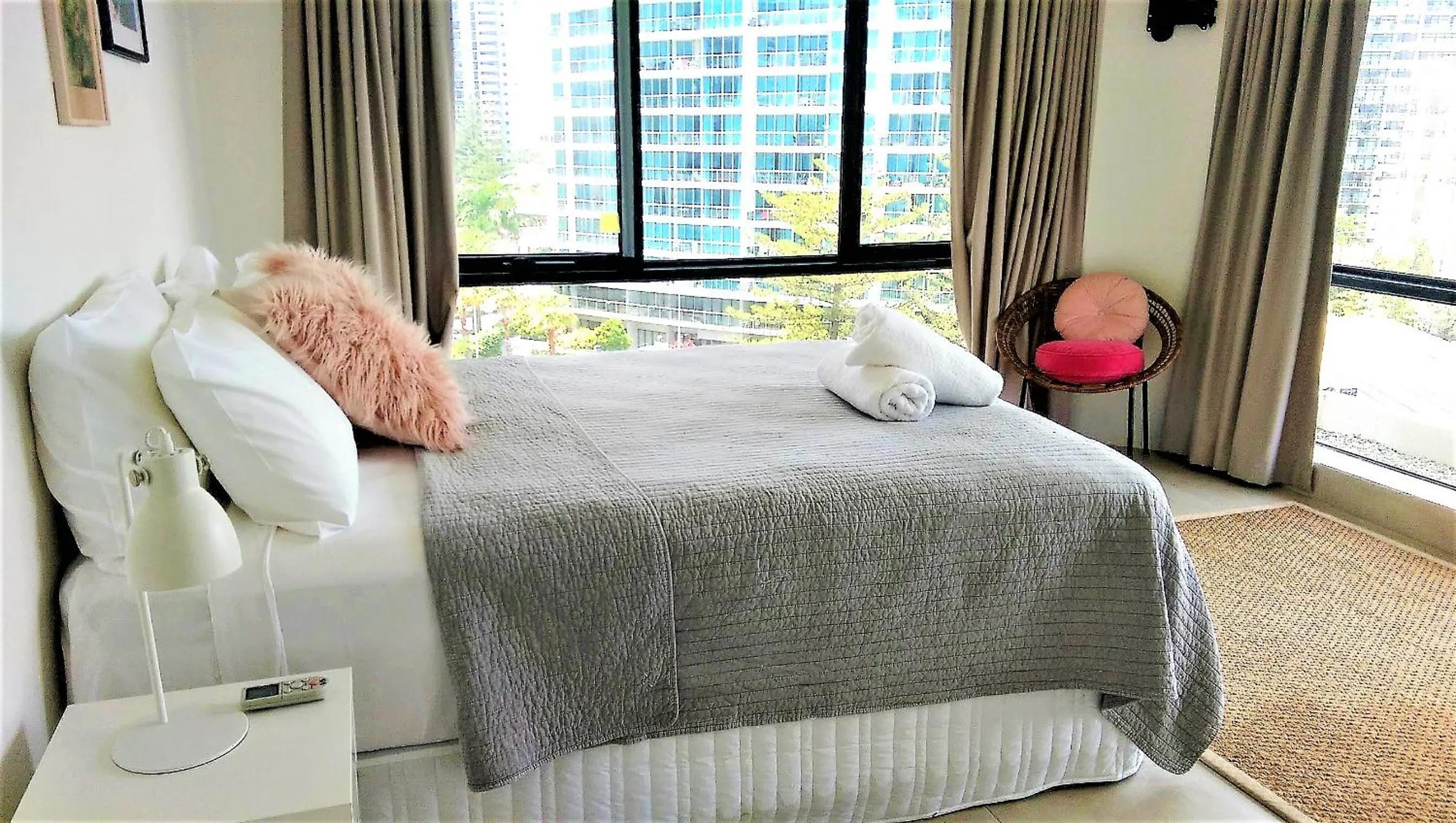 Bedroom, Bed in Genesis Apartments by Gold Coast Premium