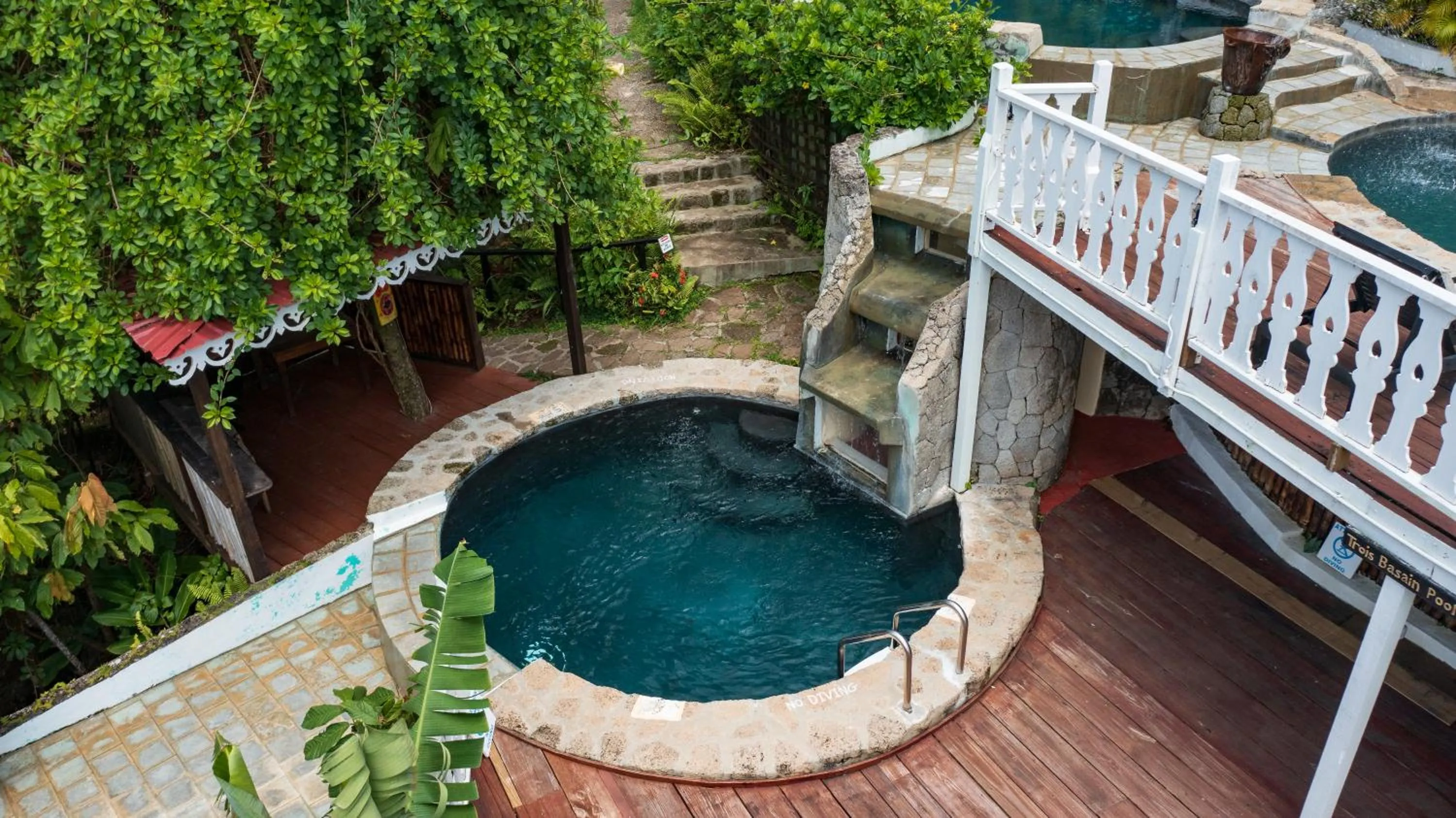 Pool view in Fond Doux Eco Resort