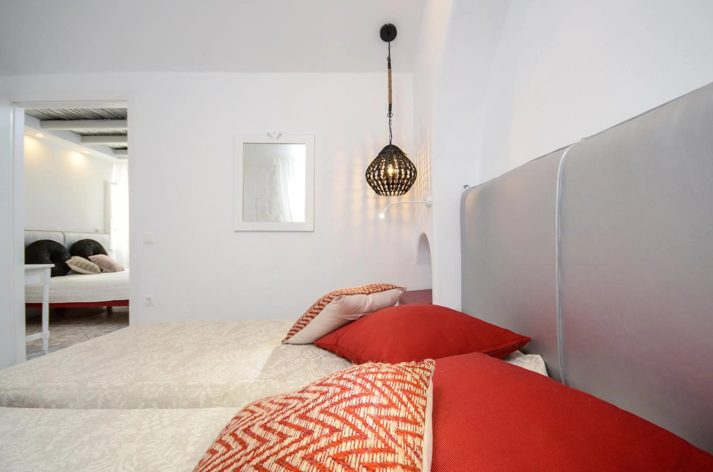 Decorative detail, Bed in Naxos Evilion Luxury Apartments & Suites