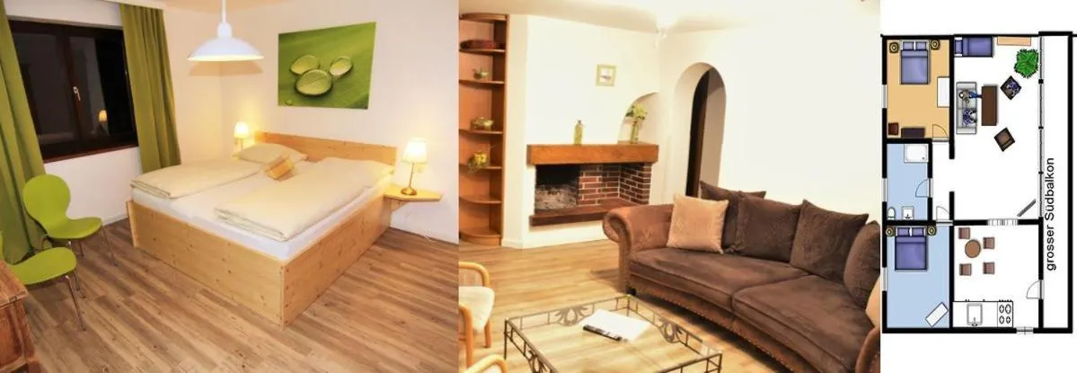 Living room, Bed in Hotel Berghof