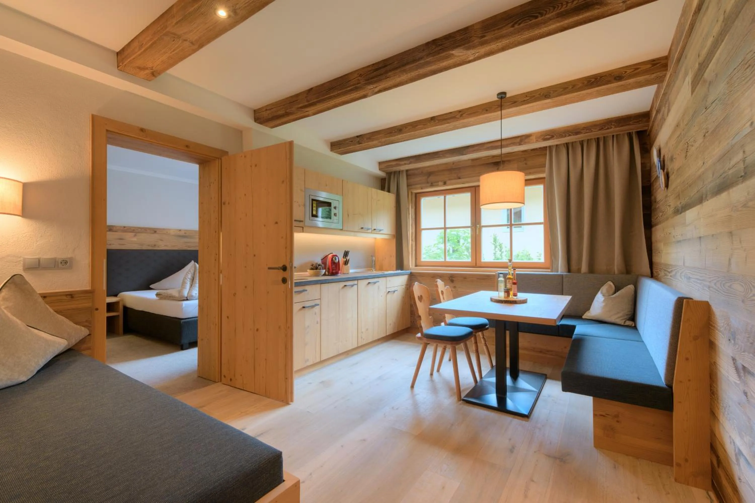 Kitchen or kitchenette, Bed in Apart Hotel San Antonio