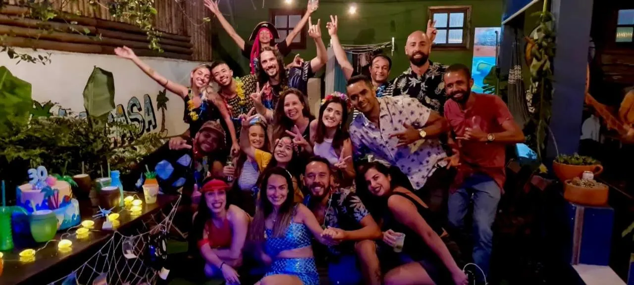group of guests in La Casa Hostel