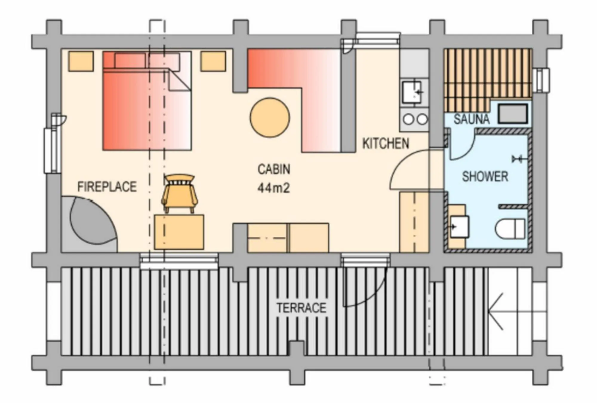 Floor plan in Kakslauttanen Arctic Resort - Igloos and Chalets