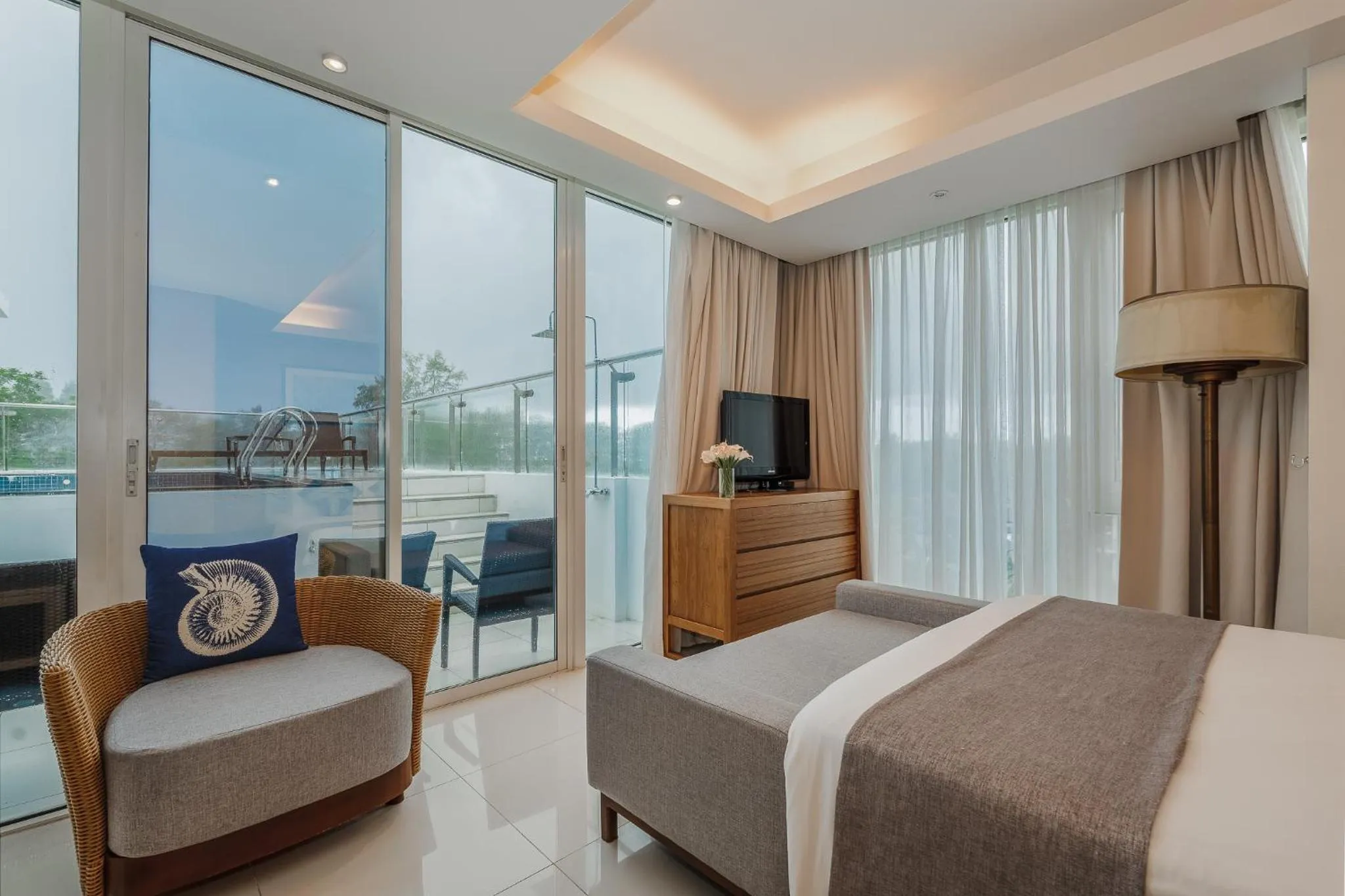 View (from property/room), Bed in Splash Beach Resort Phuket Family-Friendly Water Park Resort Near Phuket Airport