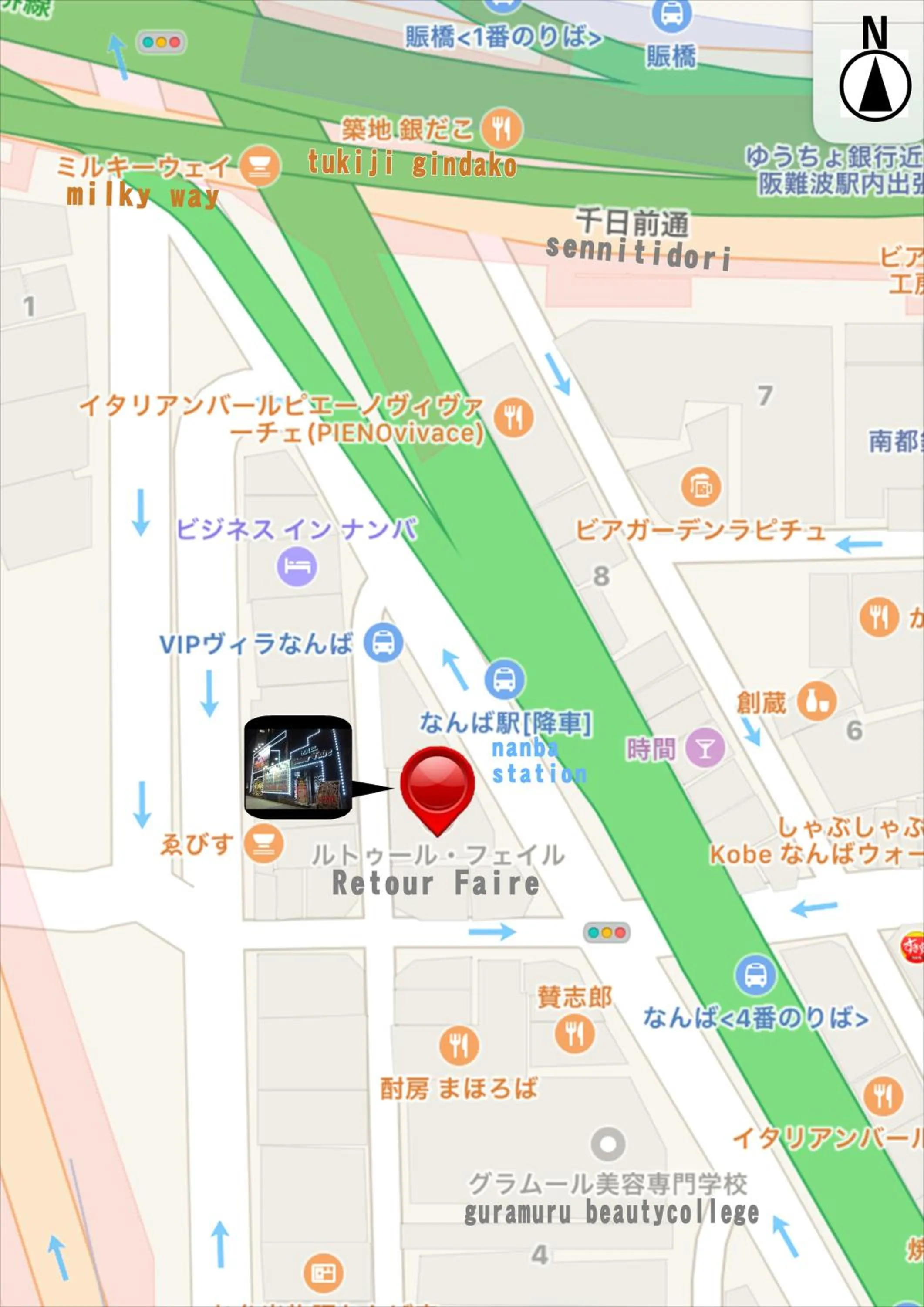 Location in ルトゥール難波 RetourNANBA 男塾ホテルグループ