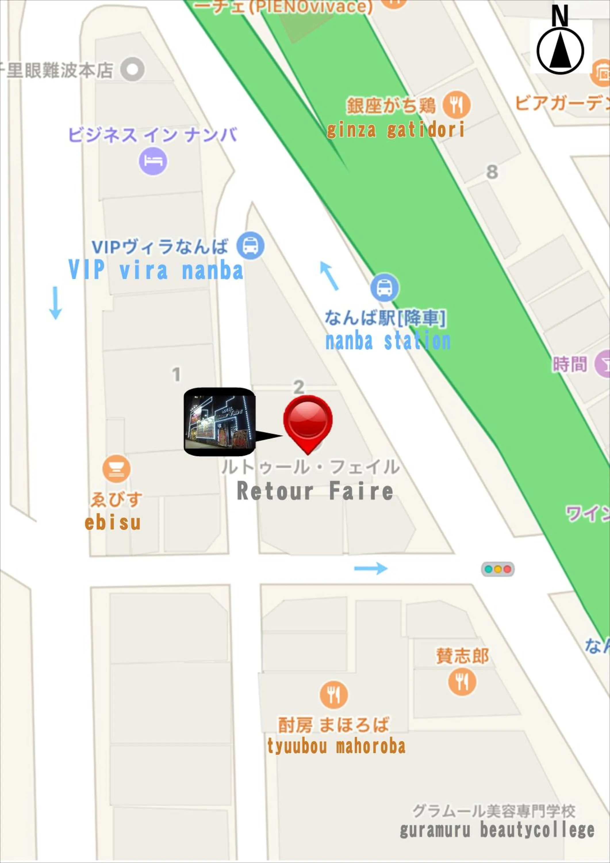 Location in ルトゥール難波 RetourNANBA 男塾ホテルグループ
