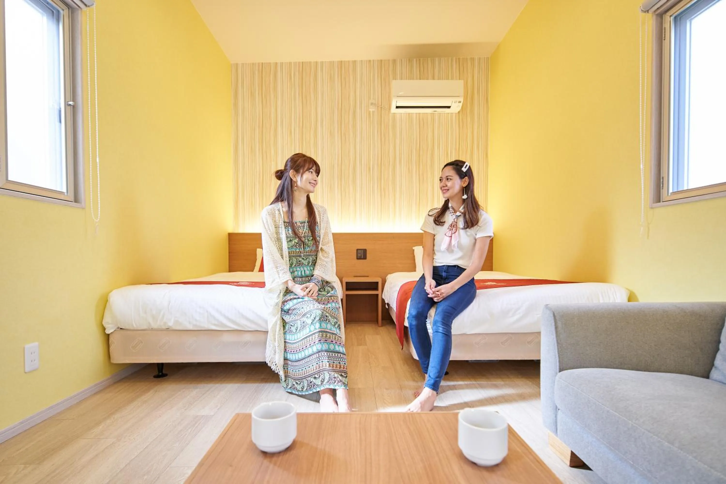 Living room, Bed in The Pool Resort OKINAWA