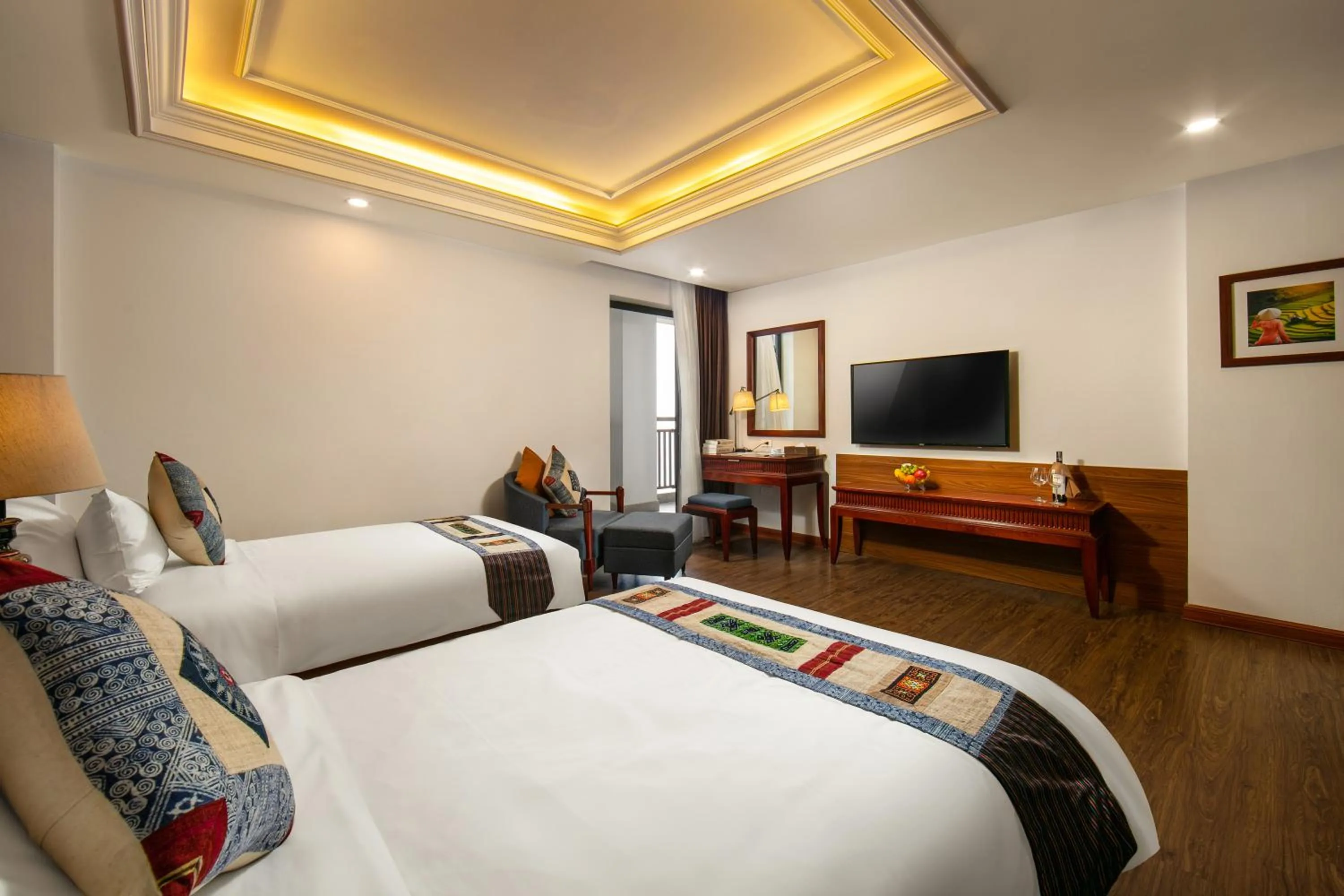 Bed in Bamboo Sapa Hotel