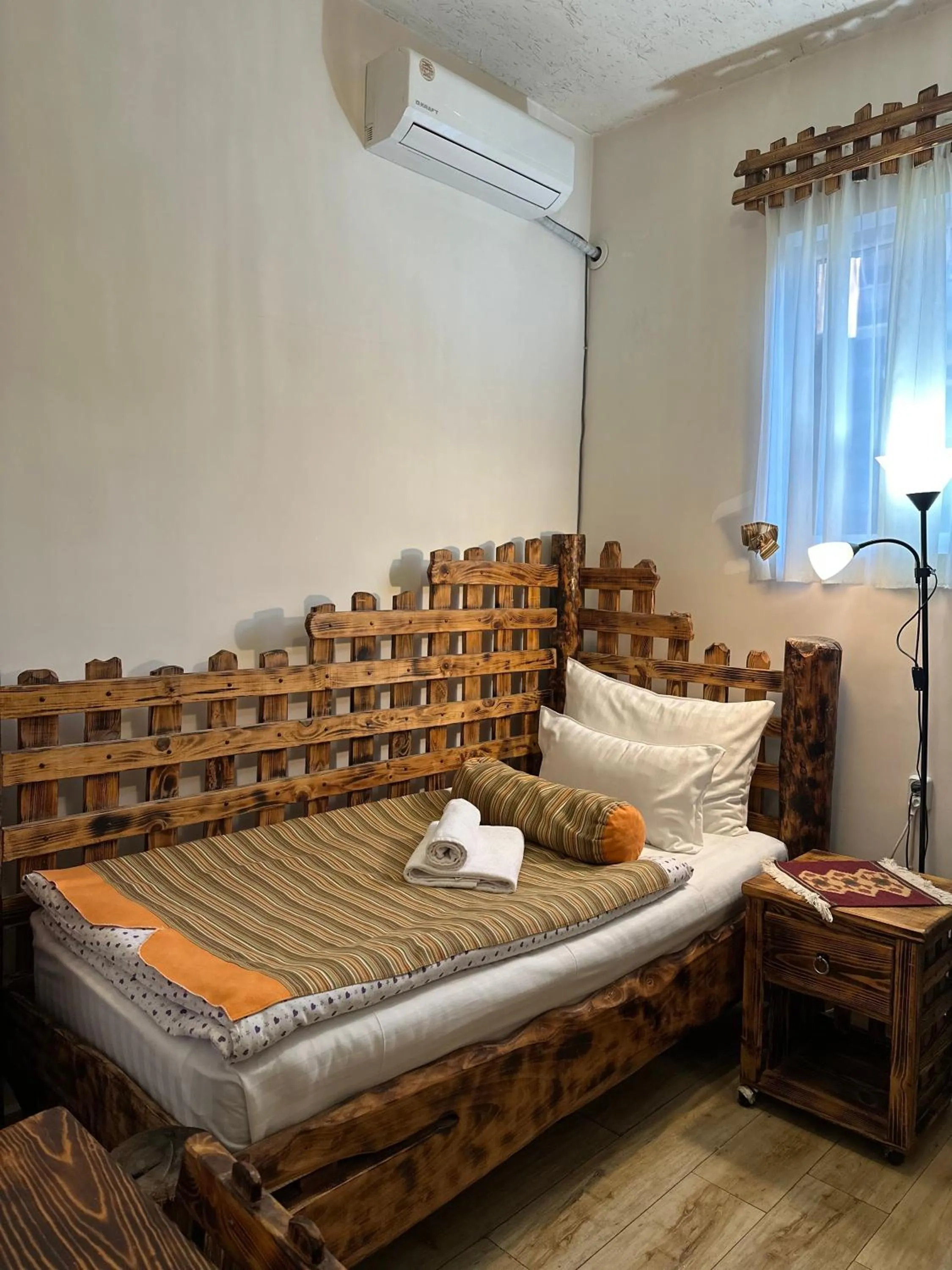 Bed in Machanents Art Hotel