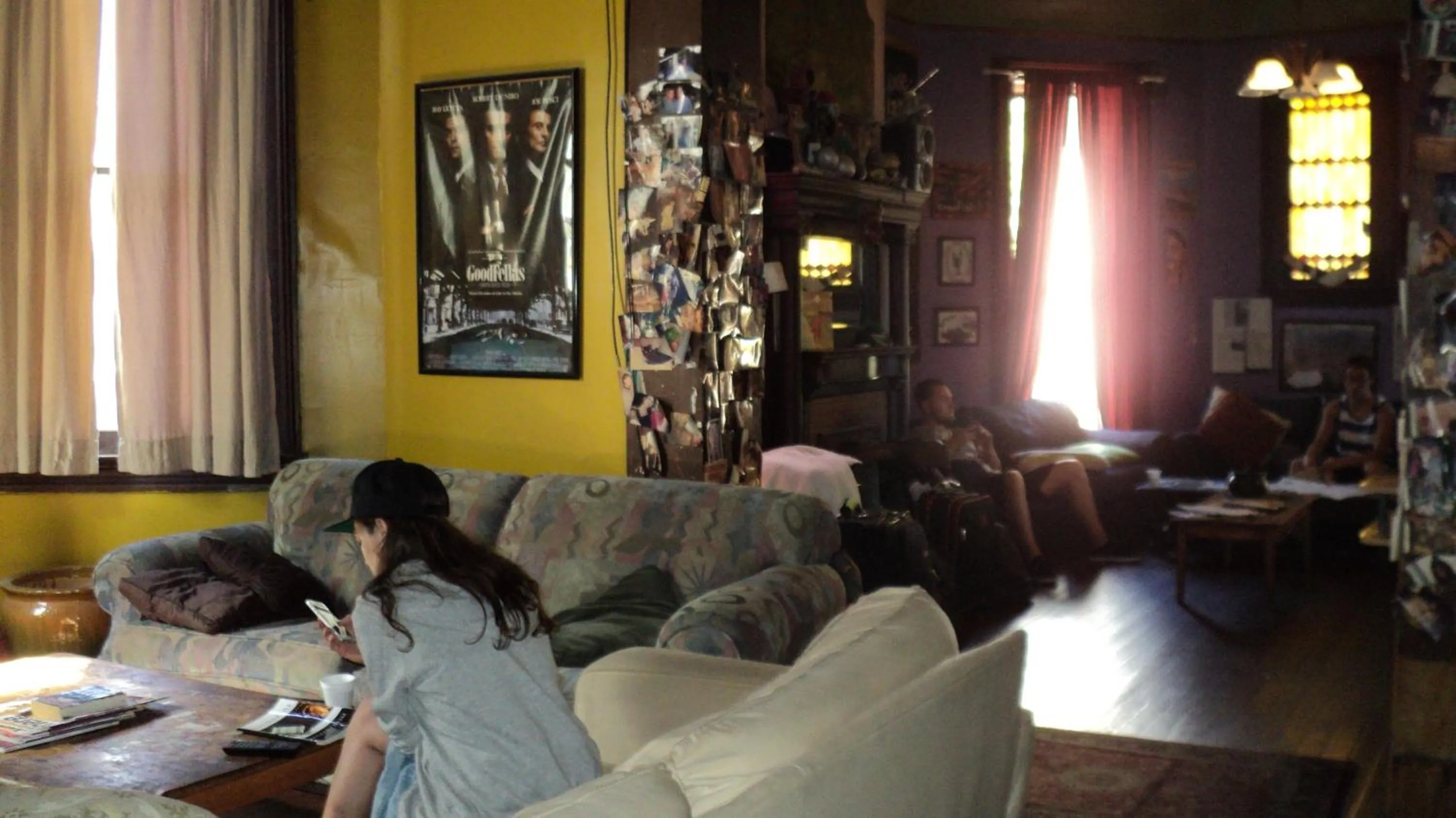 Communal lounge/ TV room in India House Hostel